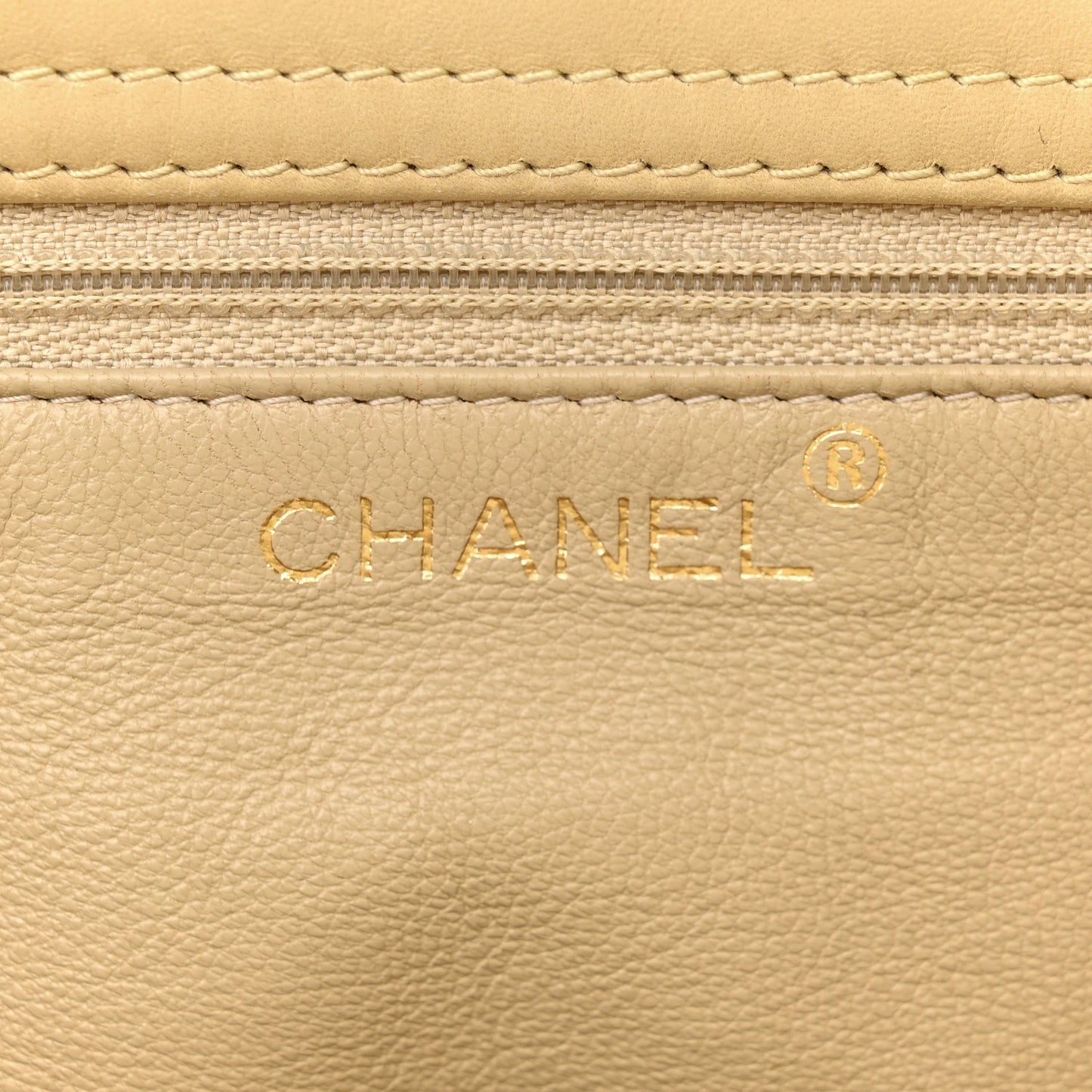 Lambskin Quilted CC Shoulder Bag Beige