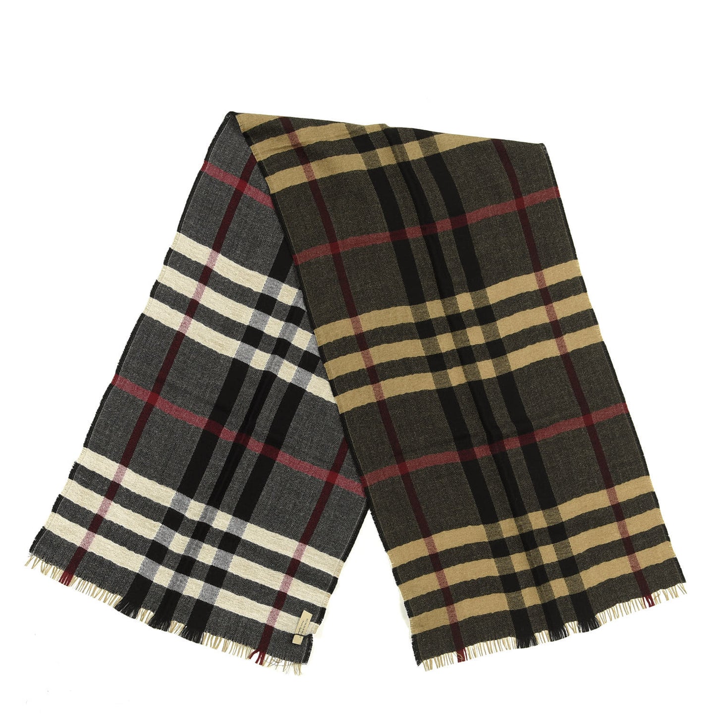 Wool Giant Check Scarf Black