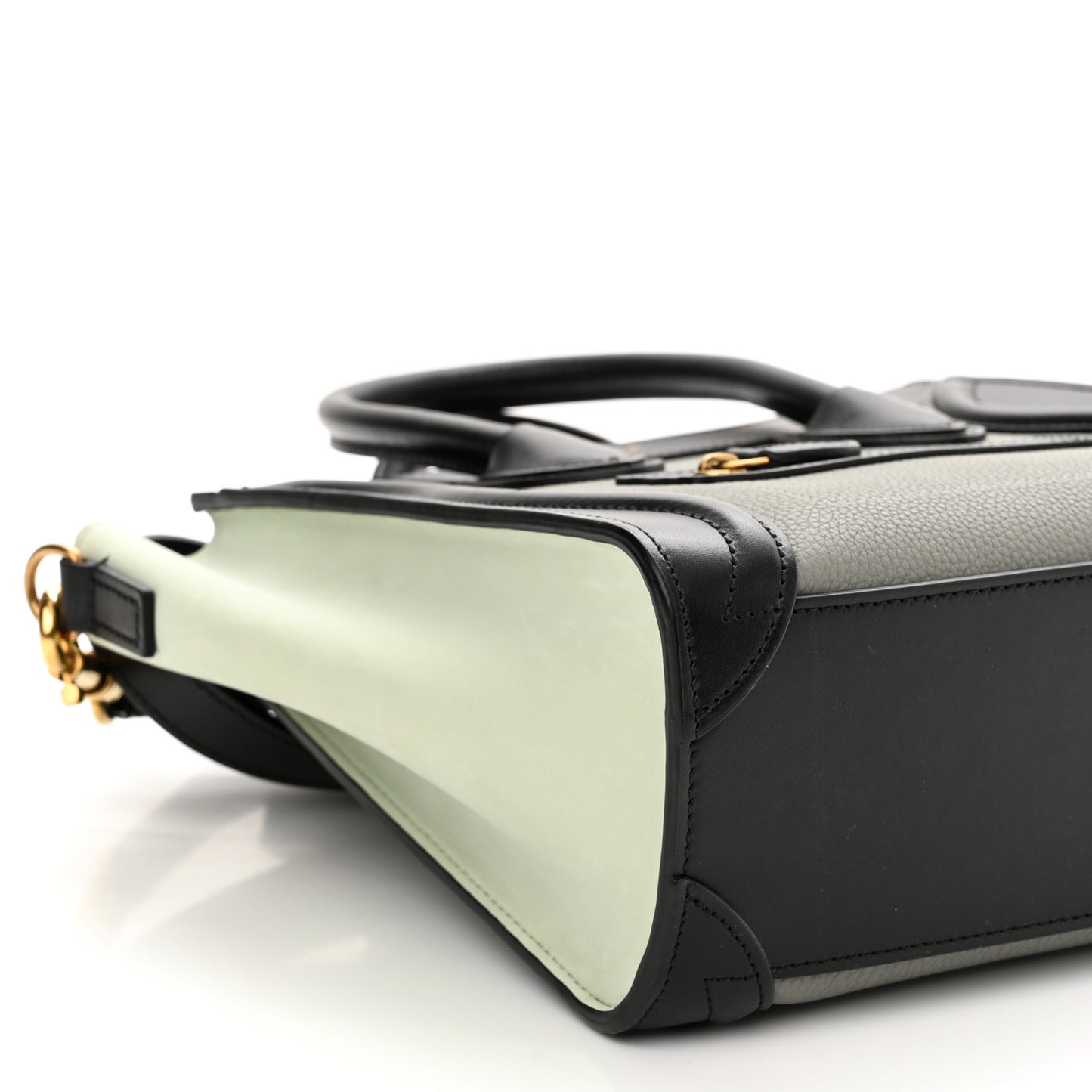 Baby Grained Calfskin Nano Tri-Color Luggage Zinc Almond