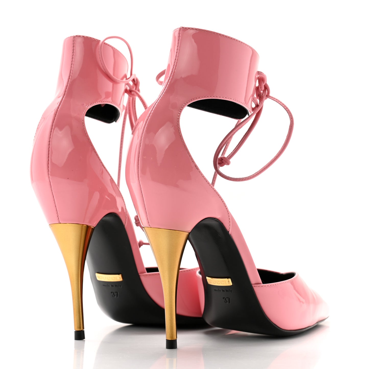 Vitello Vernice Soft Nappa Priscilla Ankle Cuff Pumps 37 Butterfly Pink