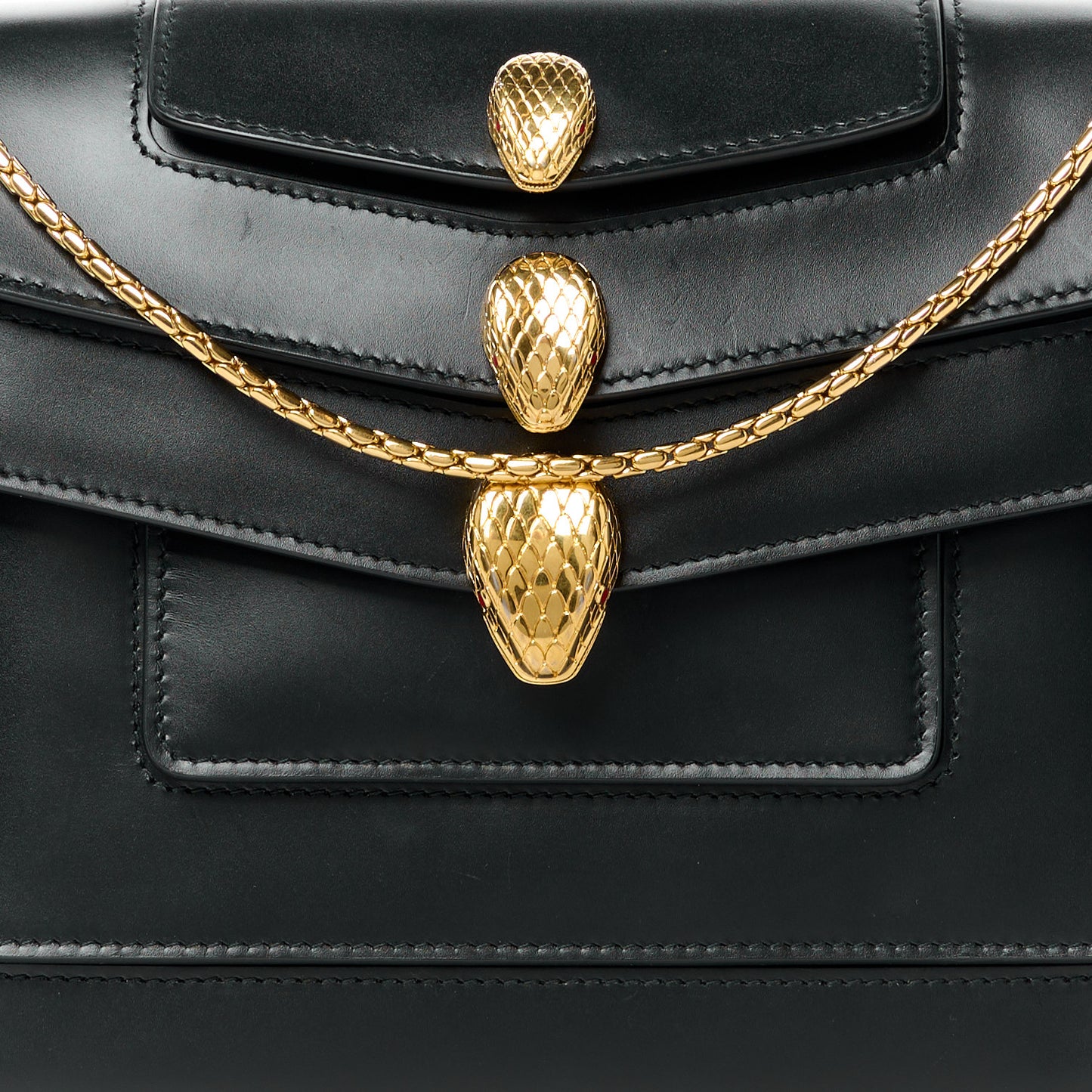 X ALEXANDER WANG Lambskin Serpenti Forever Flap Black