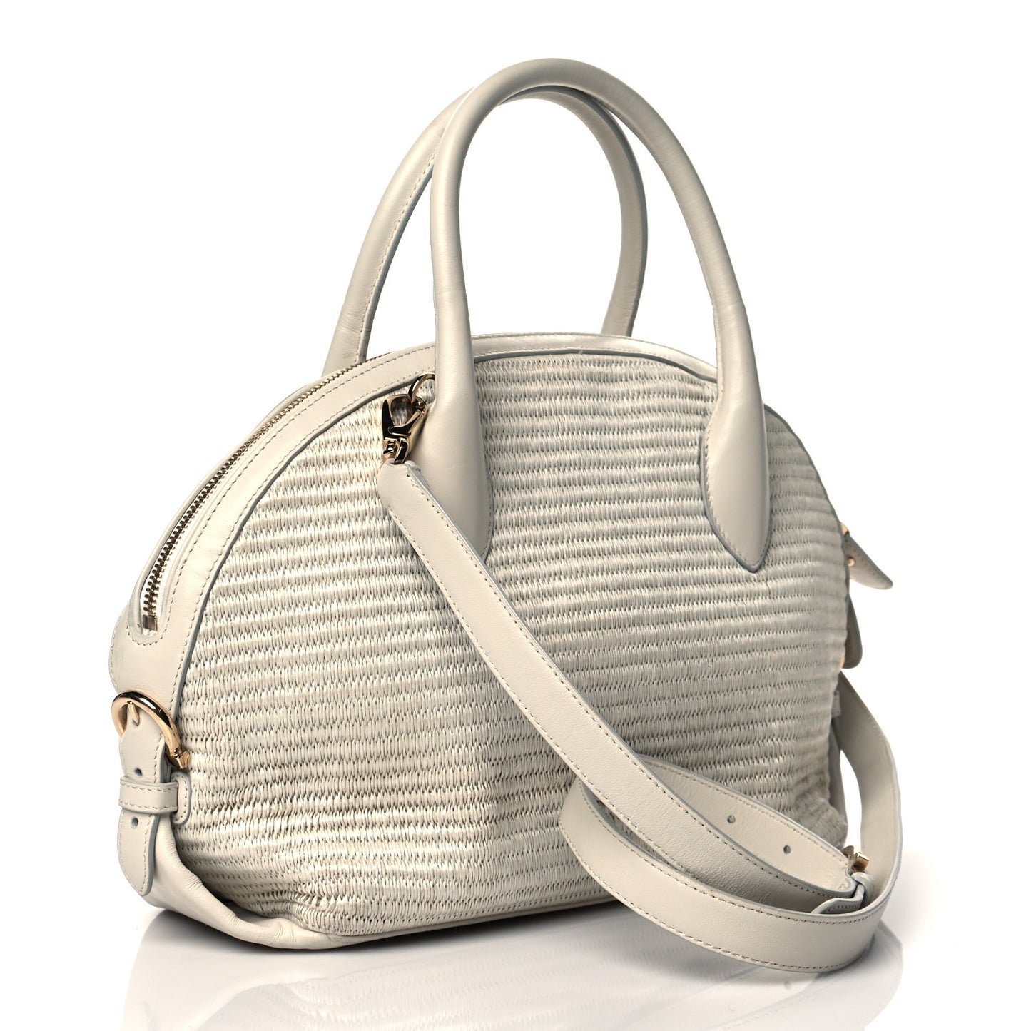 Straw Calfskin Fiamma Bag Beige