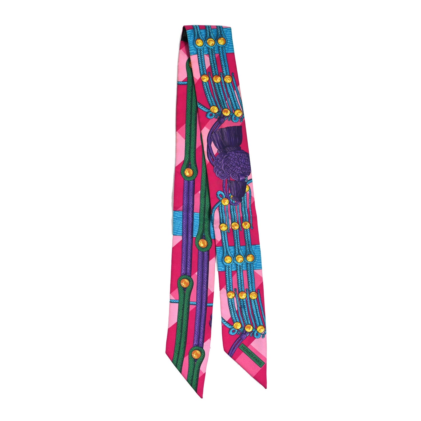 Silk Brandebourgs Twilly Fuchsia Turquoise Emeraude