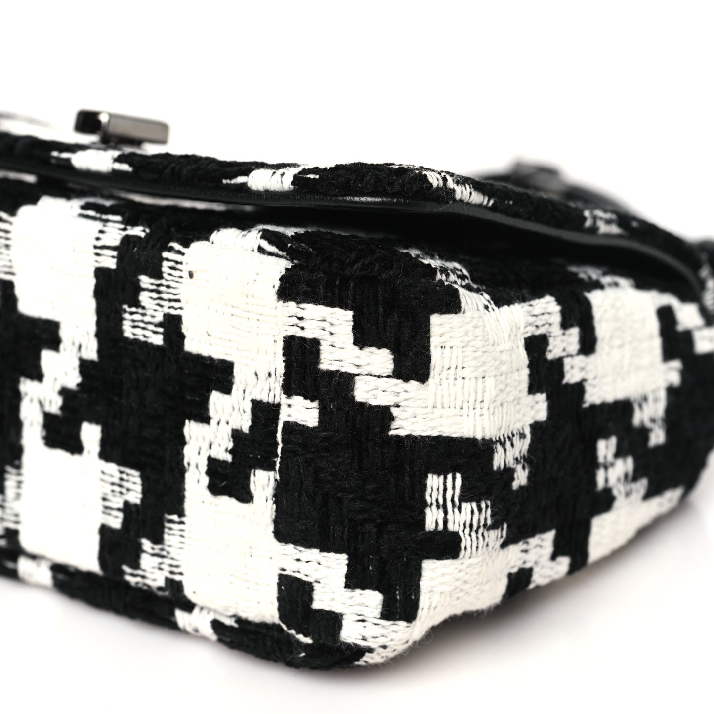 Tweed Macro Houndstooth Small Caro Bag Black White