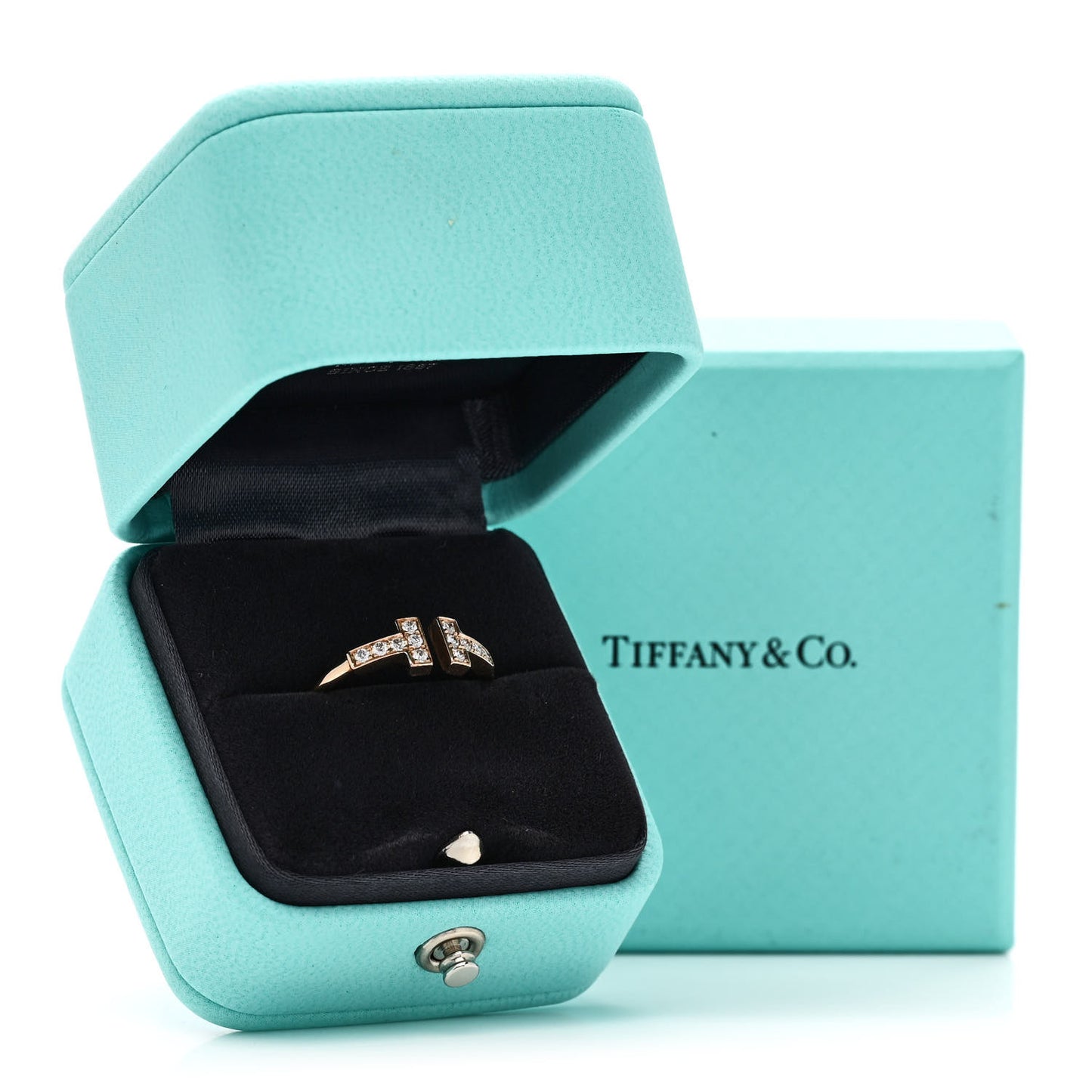 18K Rose Gold Diamond T Wire Ring 54 7