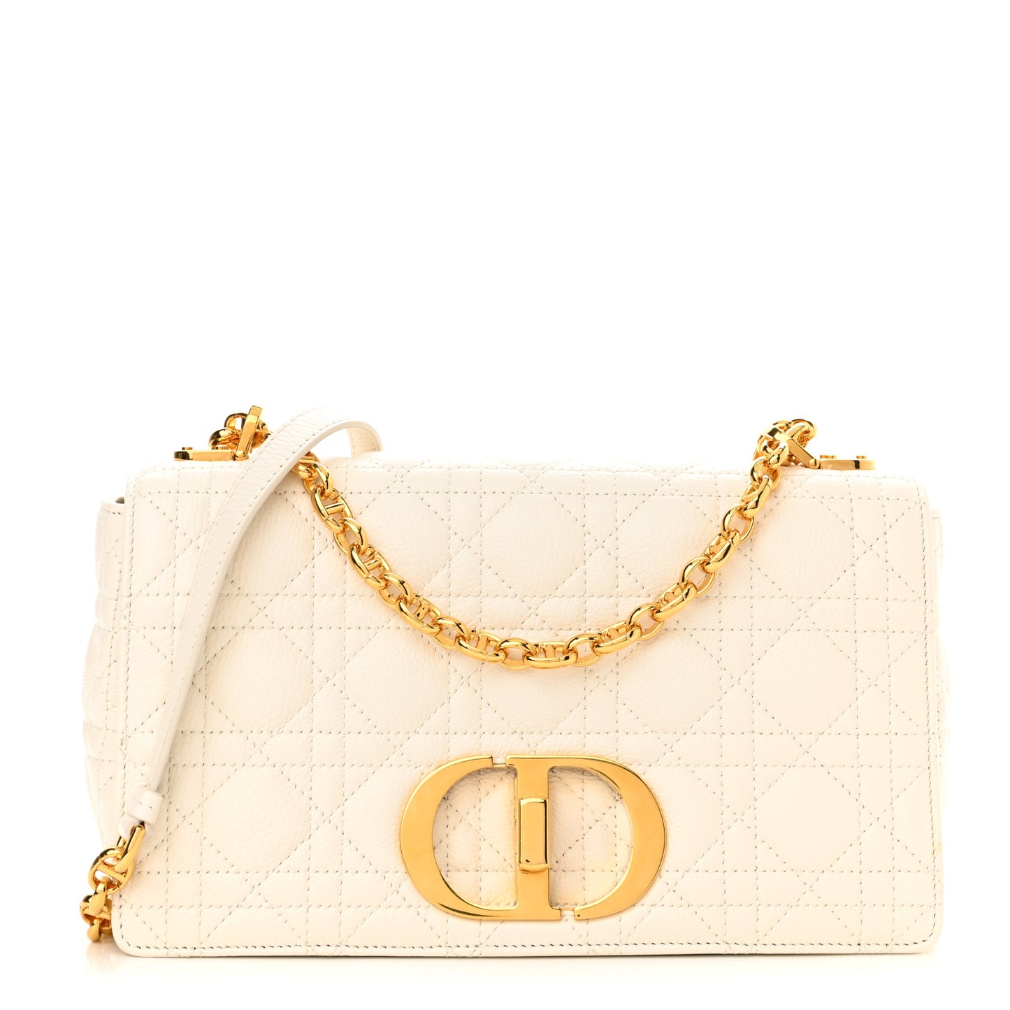 Supple Calfskin Cannage Medium Caro Bag Ivory