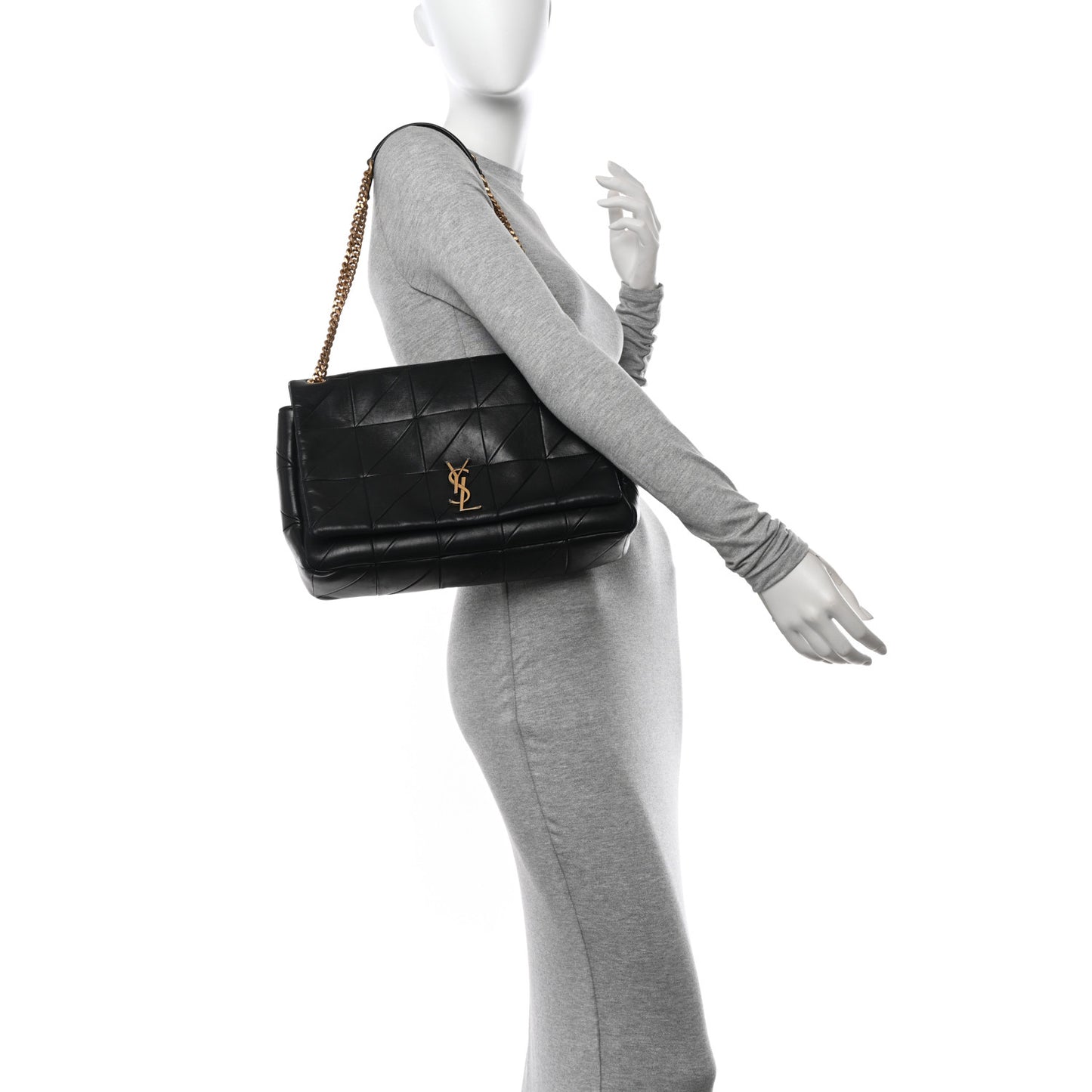 Lambskin Patchwork Monogram Large Jamie Black