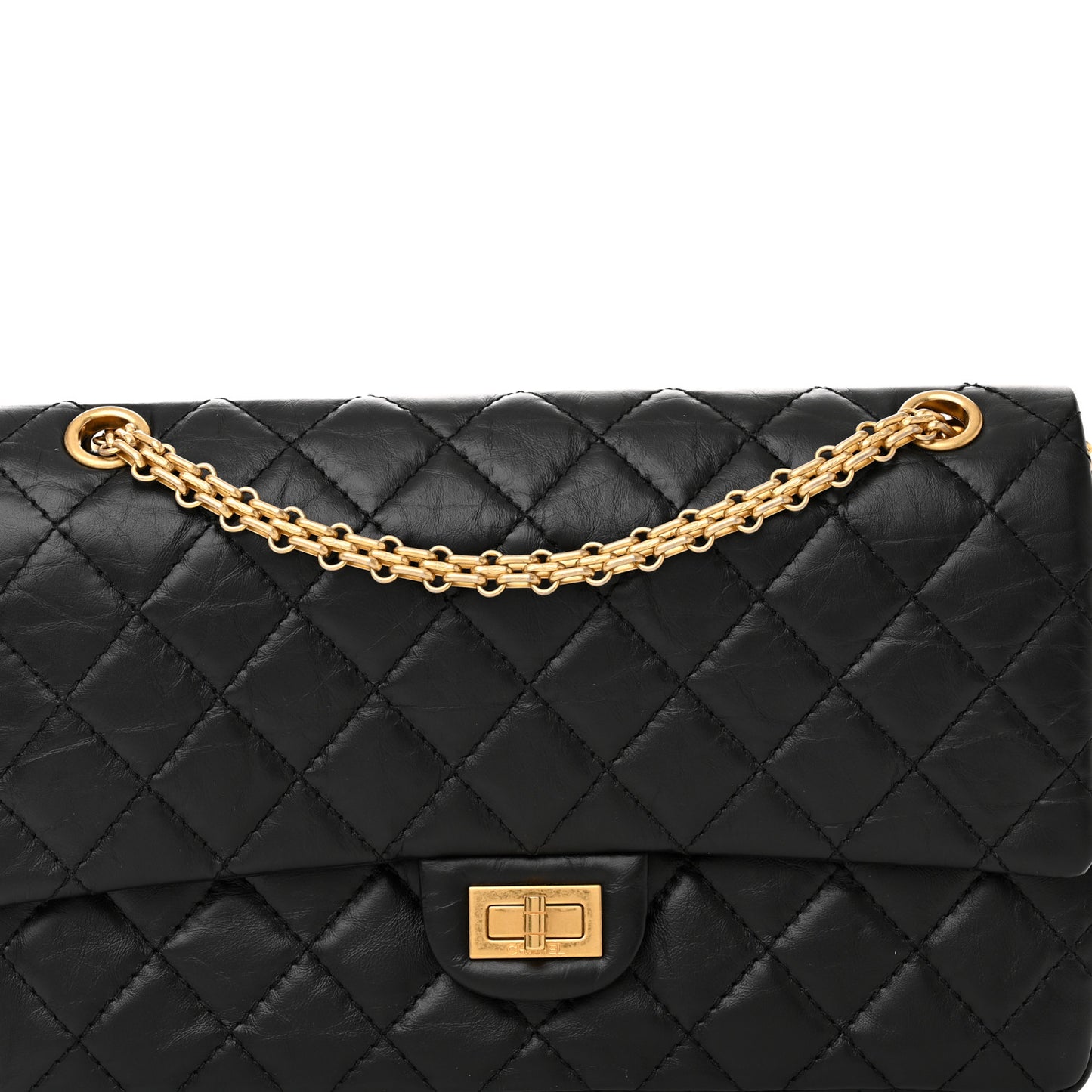 Aged Calfskin Quilted 2.55 Reissue 226 Flap Black