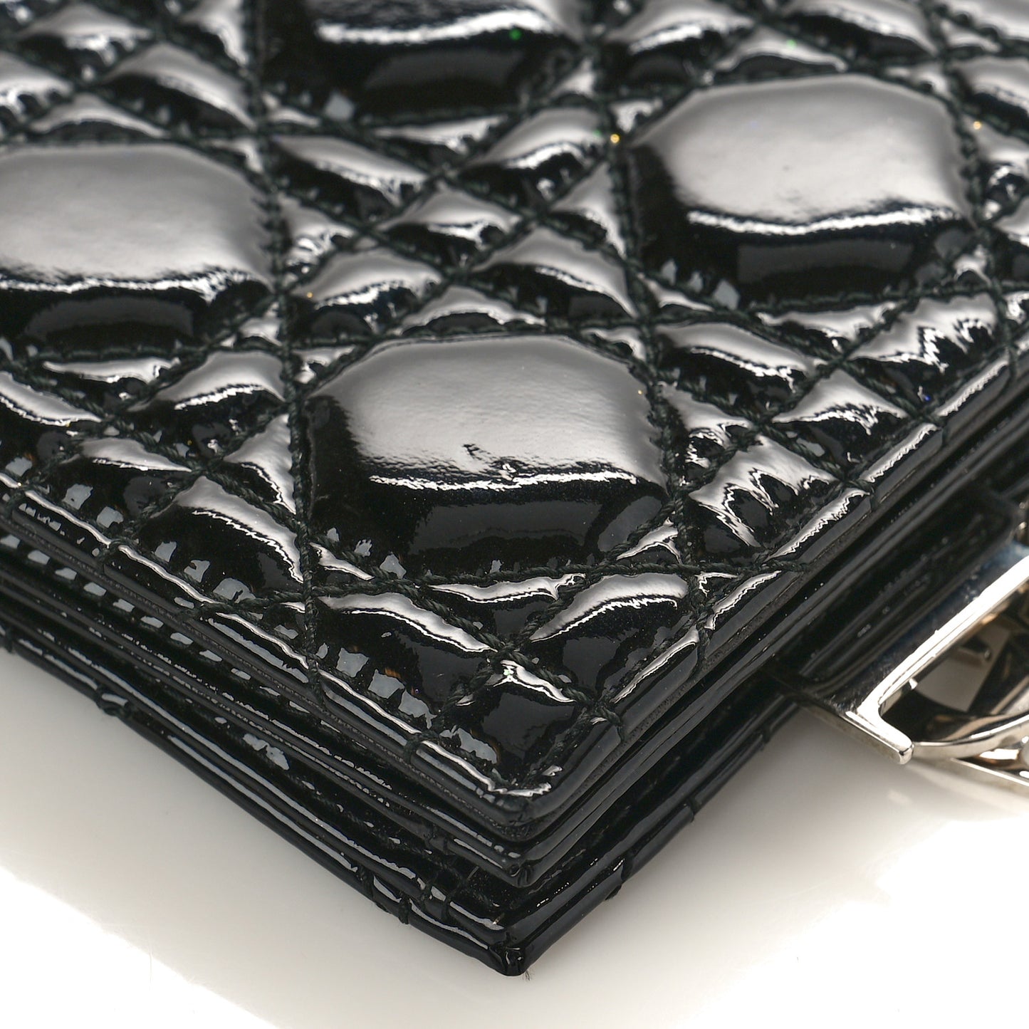 Patent Cannage LADY DIOR Clutch Black