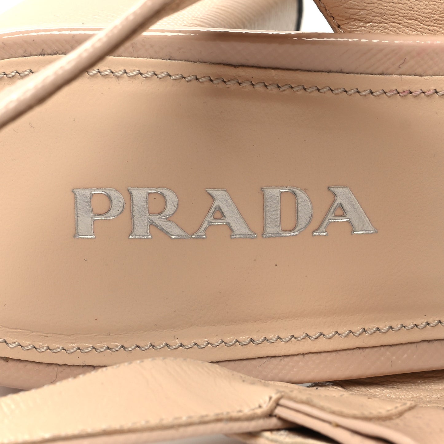Vernice Saffiano Embossed Crisscross Platform 20/65mm Sandals 40 Beige