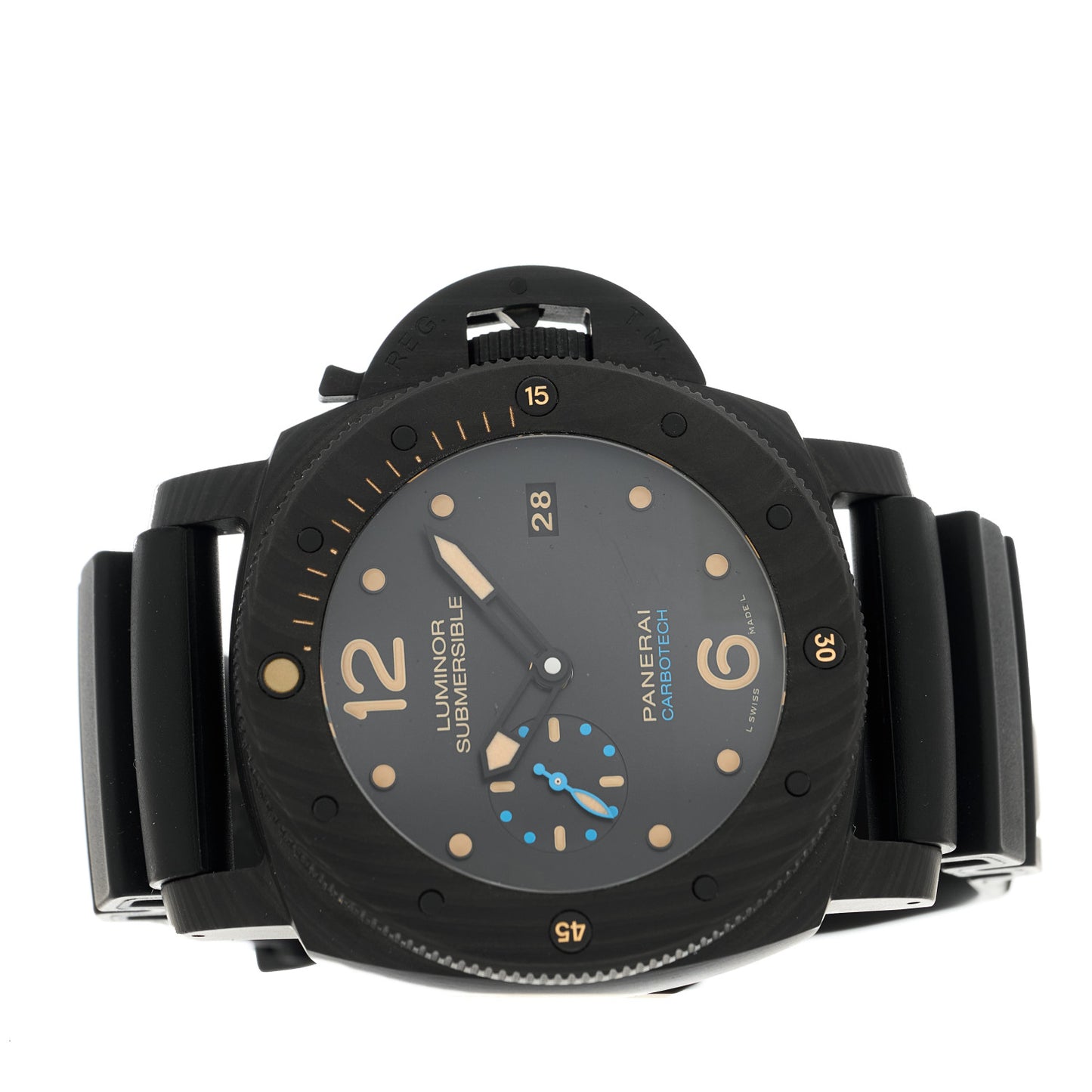 Carbotech Rubber 47mm Luminor Submersible 1950 3 Days Automatic Watch Black PAM00616