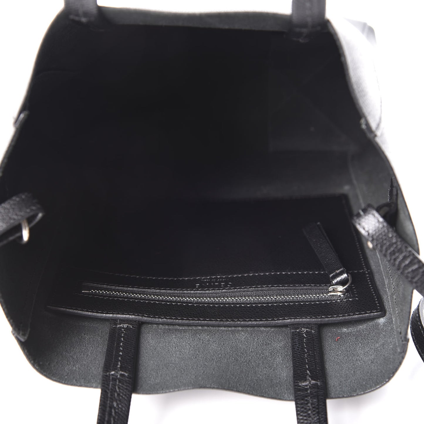 Grained Calfskin Small Vertical Cabas Black