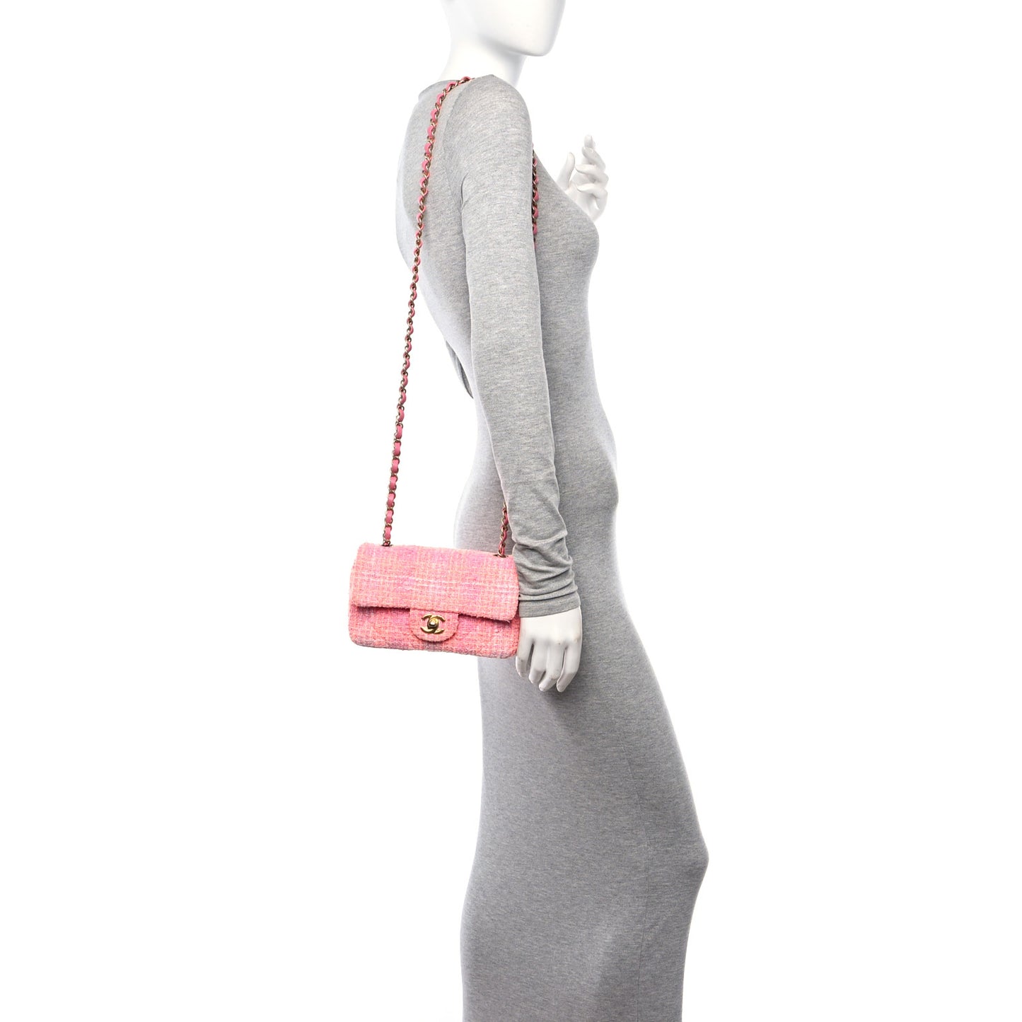 Tweed Quilted Mini Rectangular Flap Pink Orange White