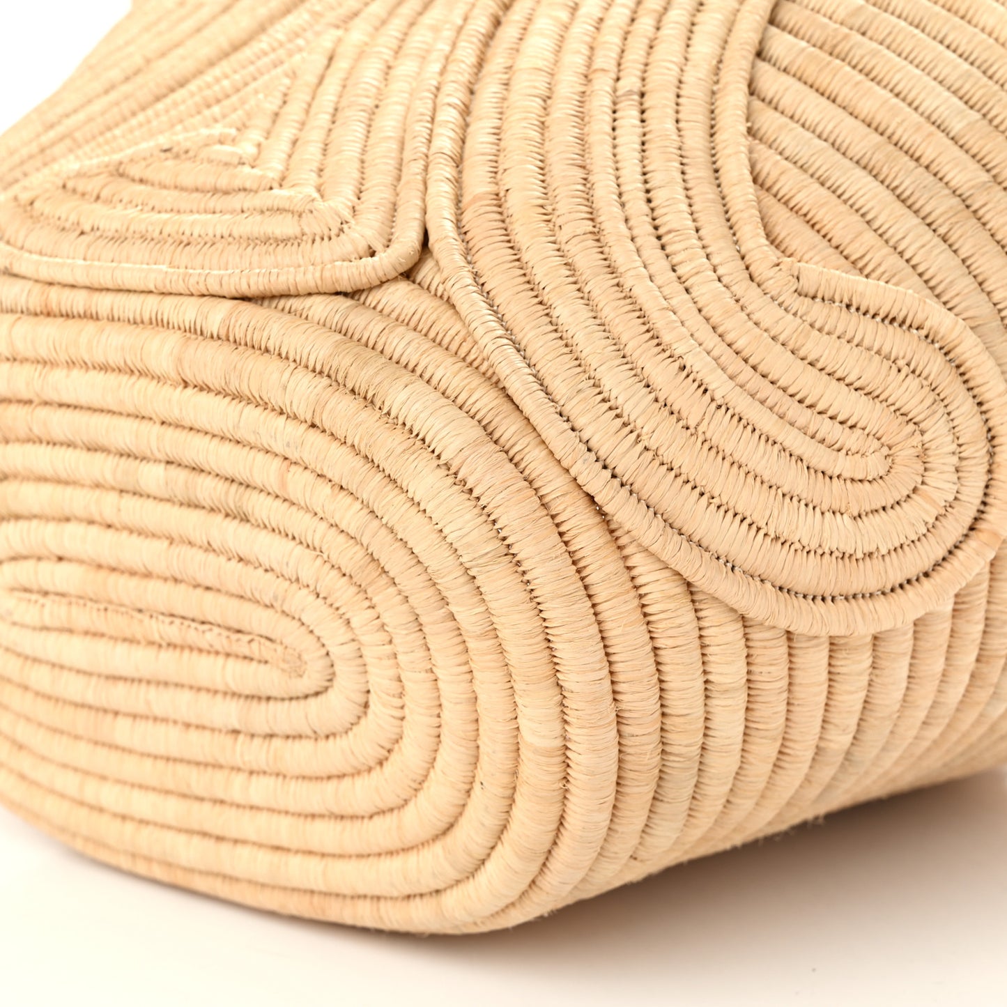 Braided Raffia Calfskin Triomphe Small Panier Tan