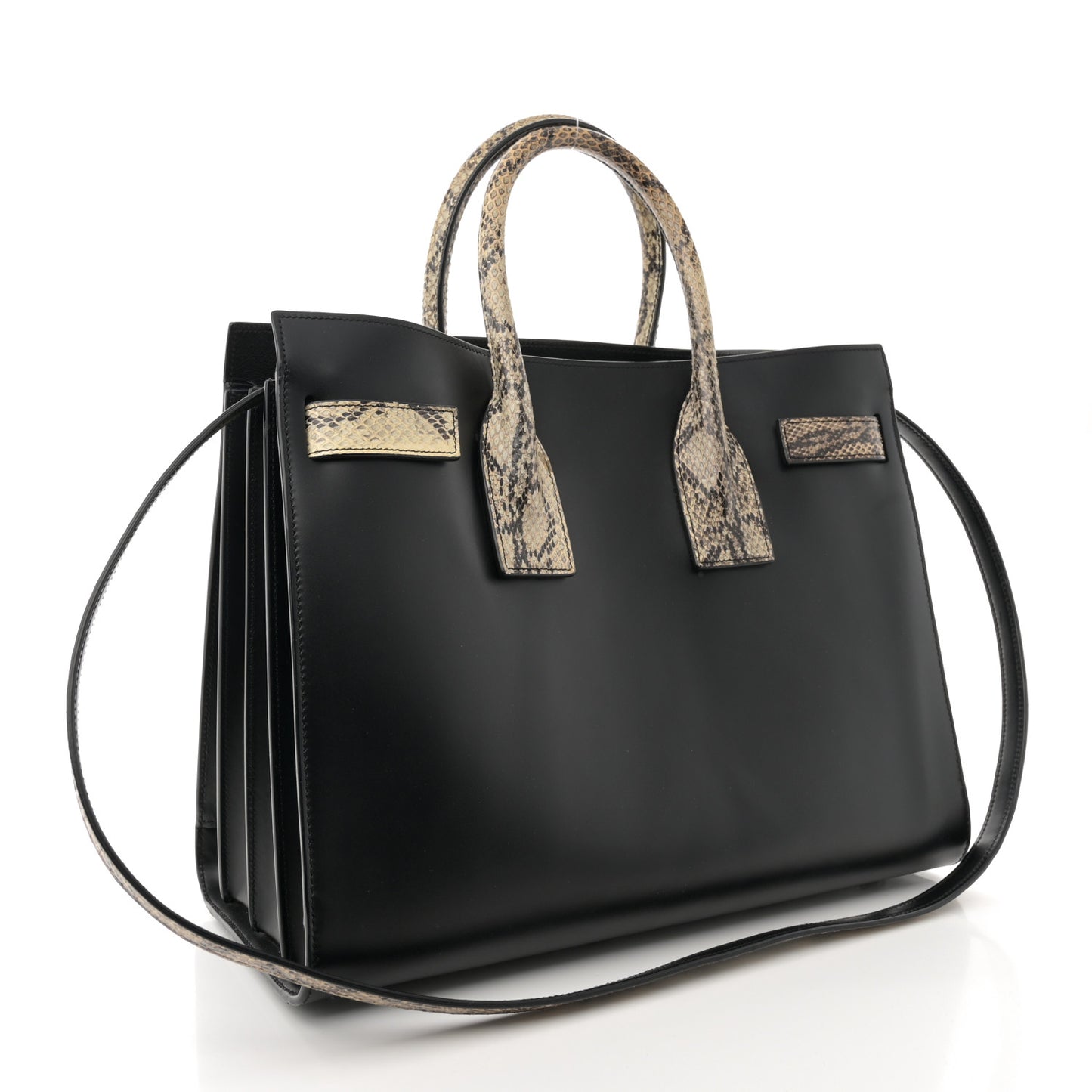Calfskin Embossed Snakeskin Small Sac De Jour Black