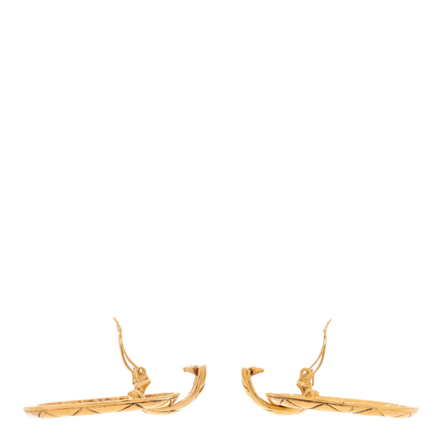 Quilted Hoop Clip On Earrings Gold
