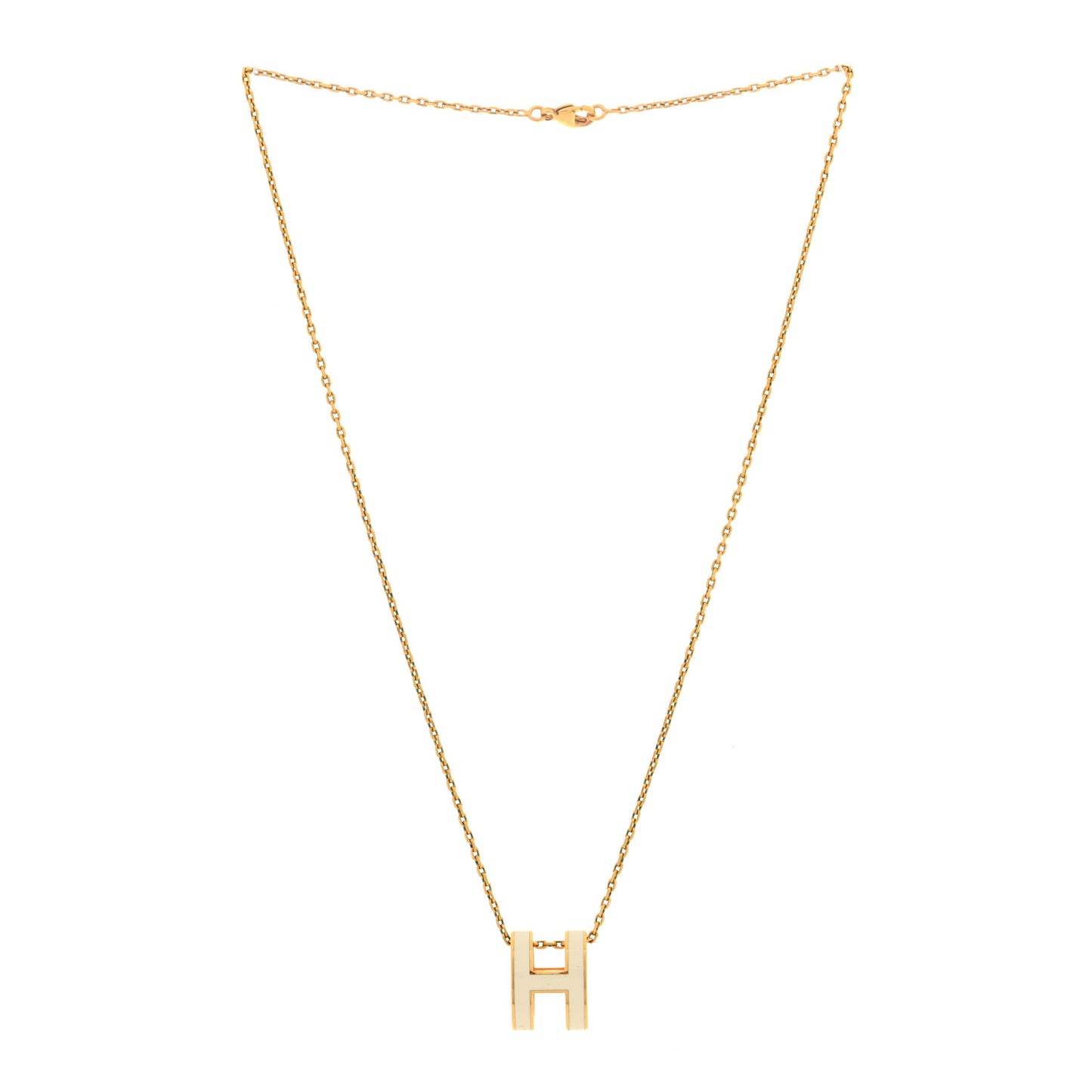 Lacquered Gold Pop H Pendant Necklace White