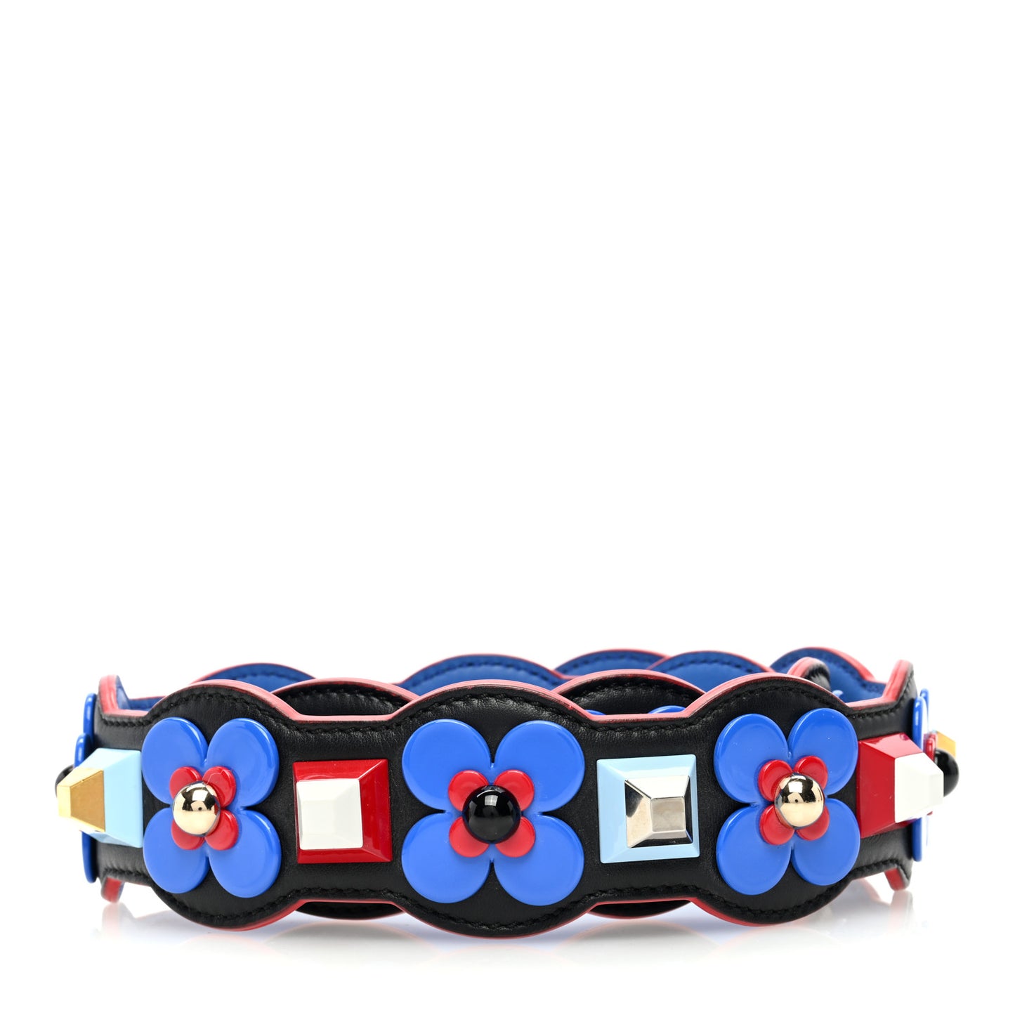 Vitello Dolce Plexiglass Flowerland Studded Strap You Blue Multicolor