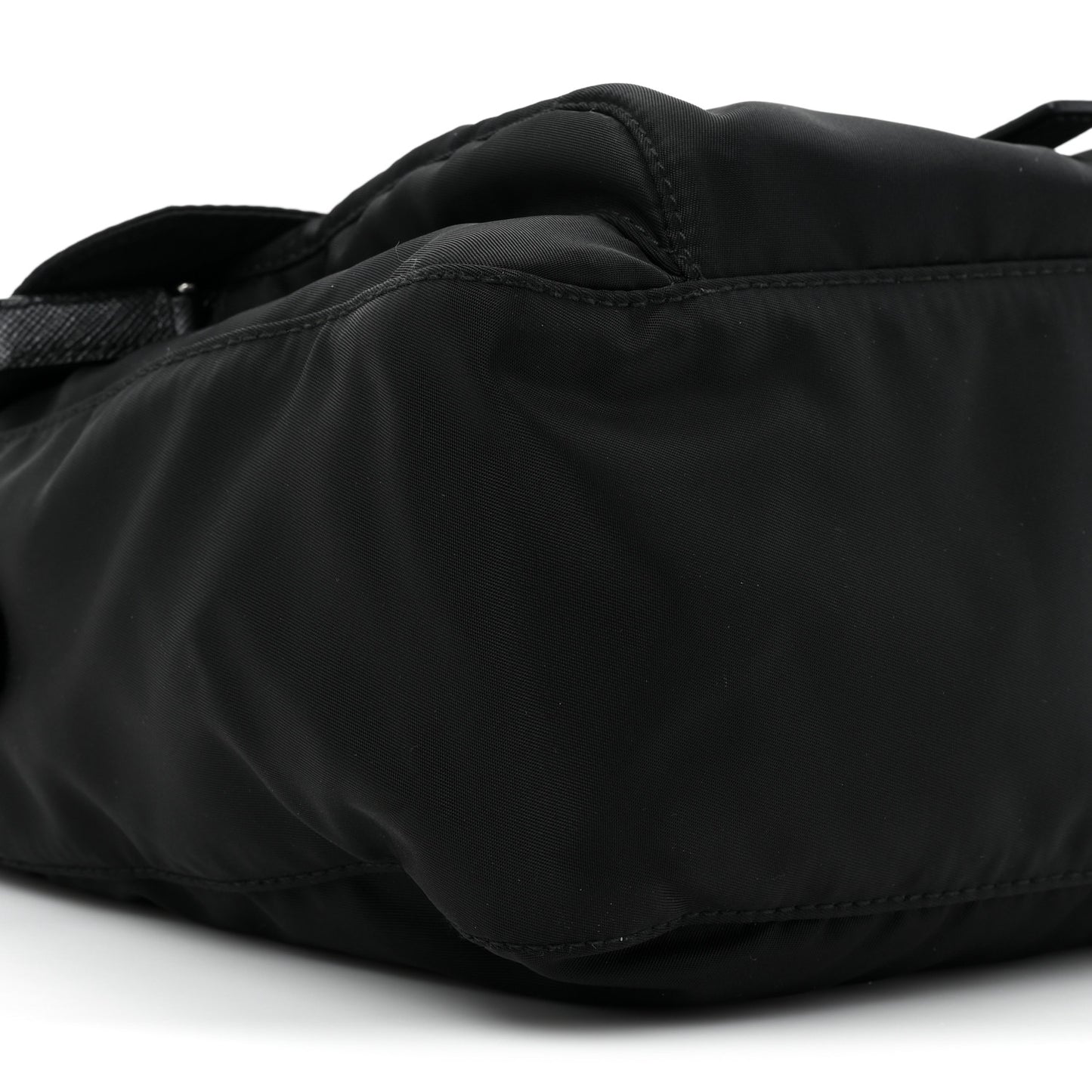 Nylon Vela Saffiano Single Buckle Messenger Shoulder Bag Black
