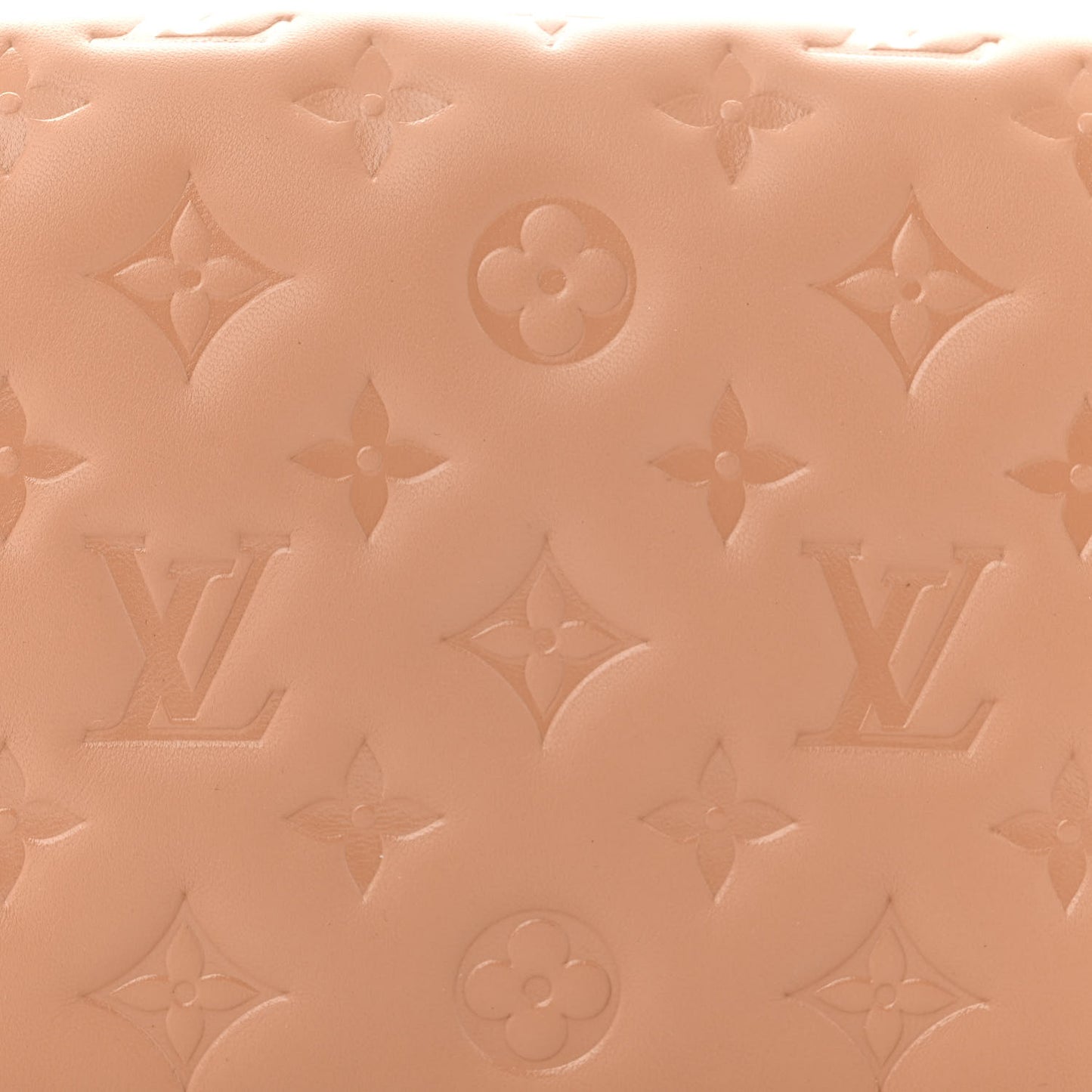 Lambskin Embossed Monogram Pochette Coussin Camel