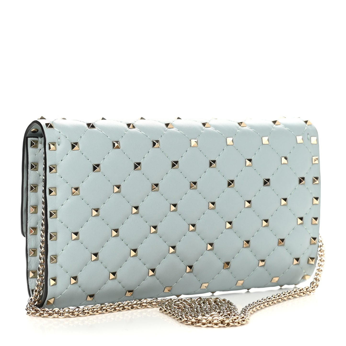 Nappa Rockstud Spike Wallet on Chain Celadon