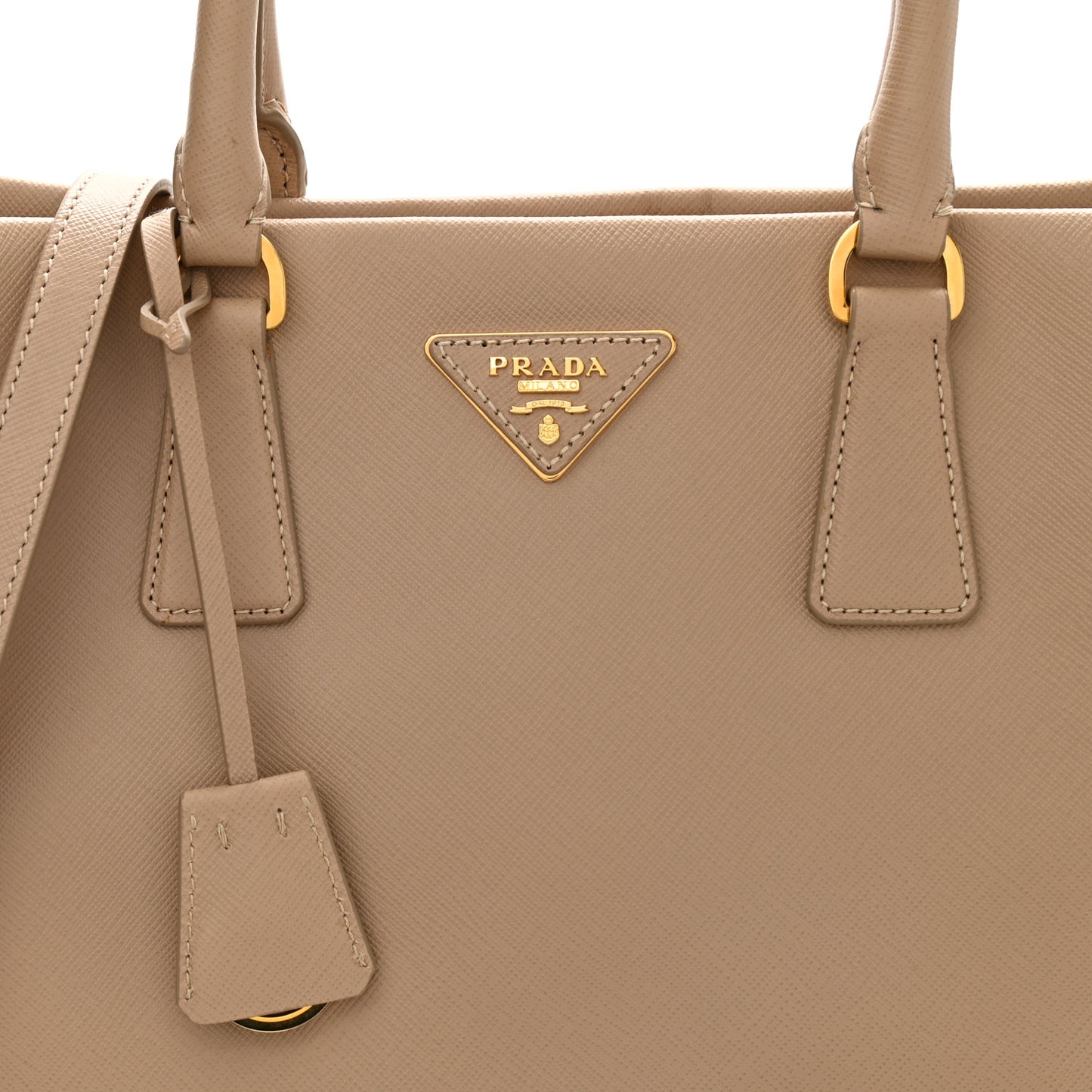 Saffiano Lux Double Handle Shopping Tote Sabbia
