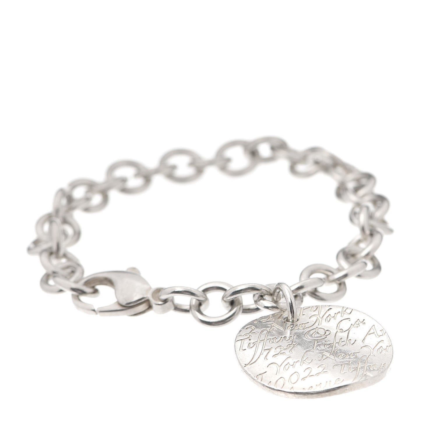 Sterling Silver Notes Round Tag Charm Bracelet