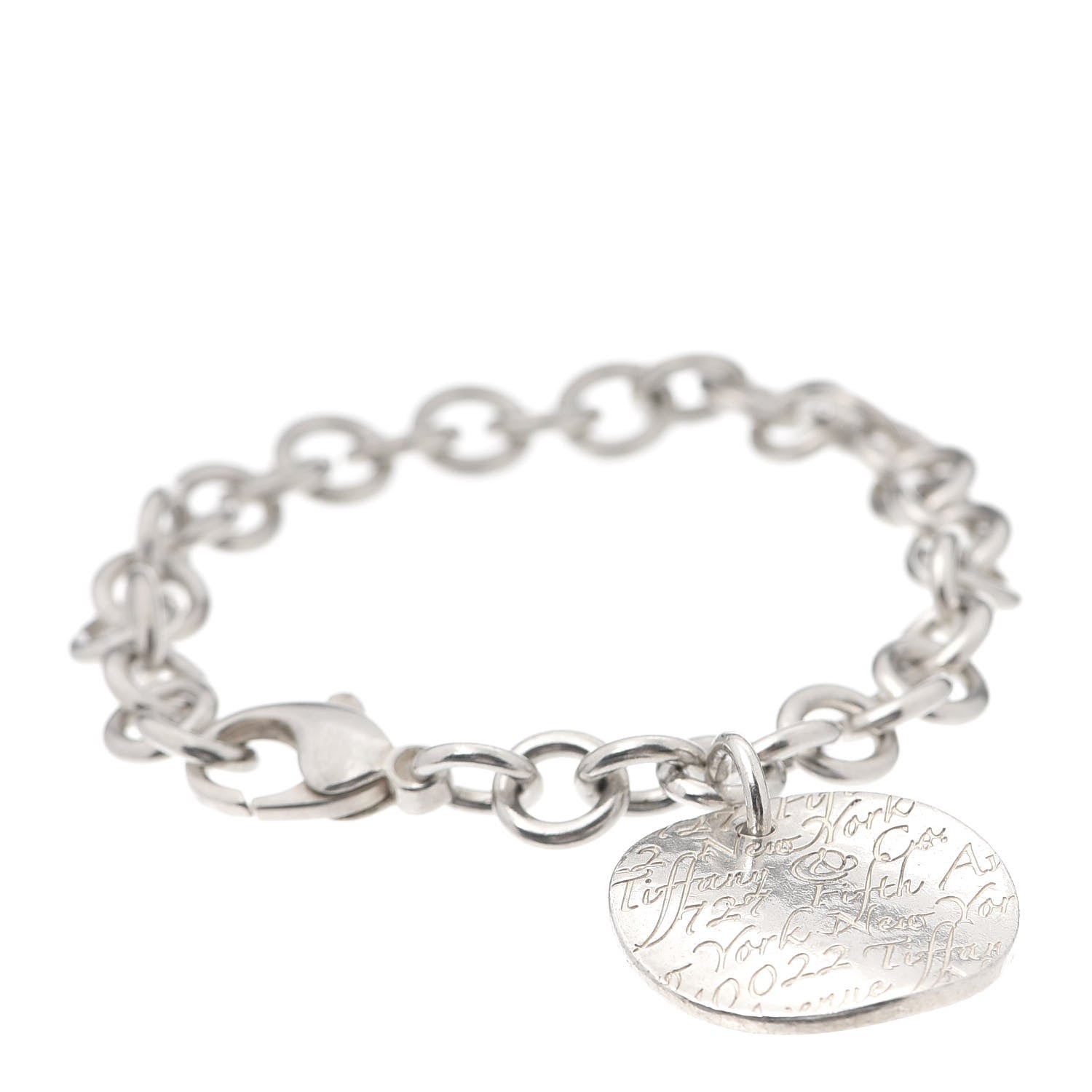 Tiffany Sterling Silver Notes Round Tag Charm Bracelet 1 of 4