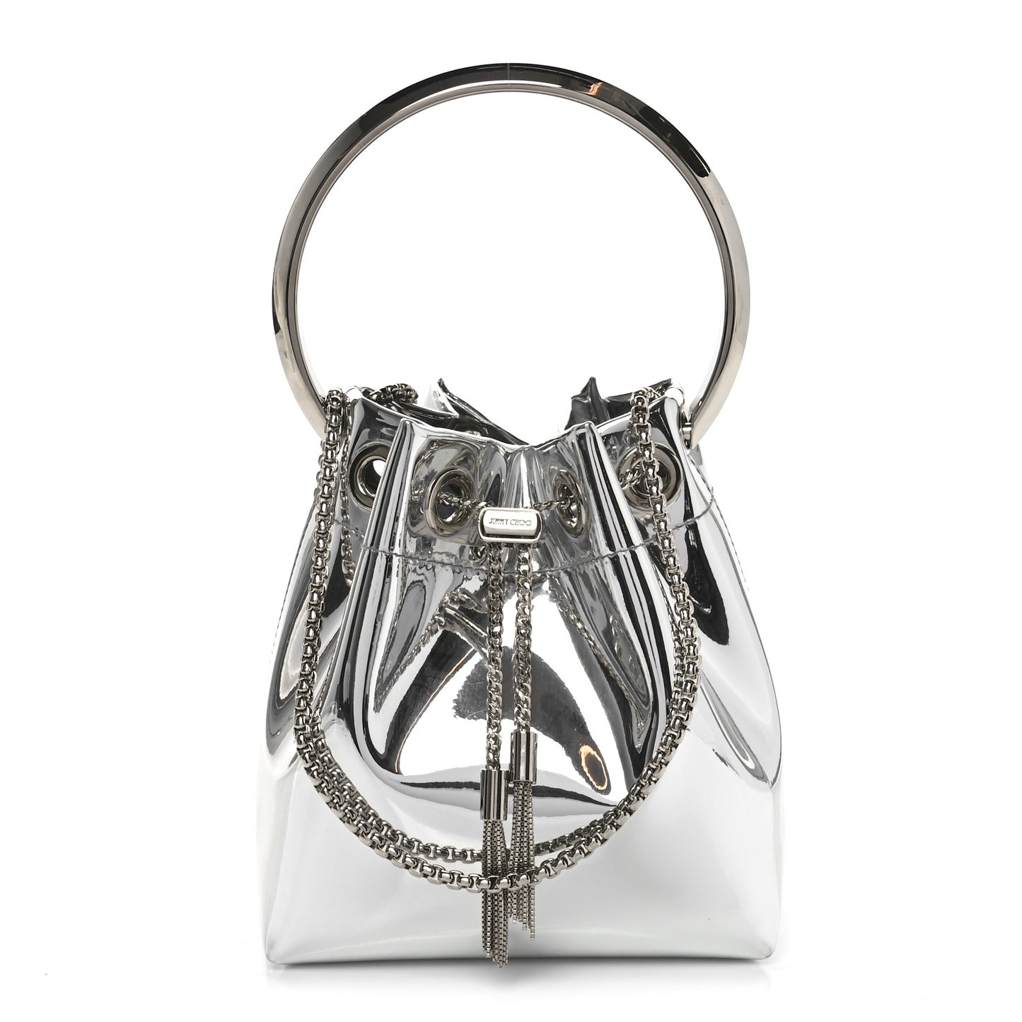 Metallic Patent Bon Bon Bag Silver