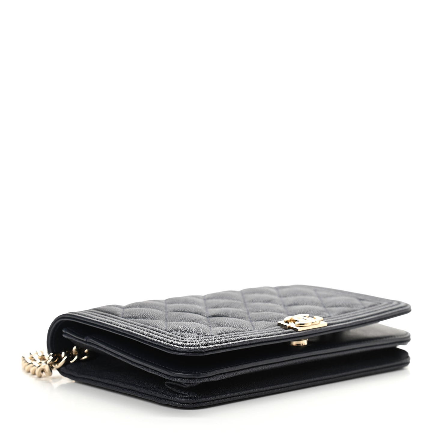 Caviar Quilted Boy Wallet On Chain WOC Navy