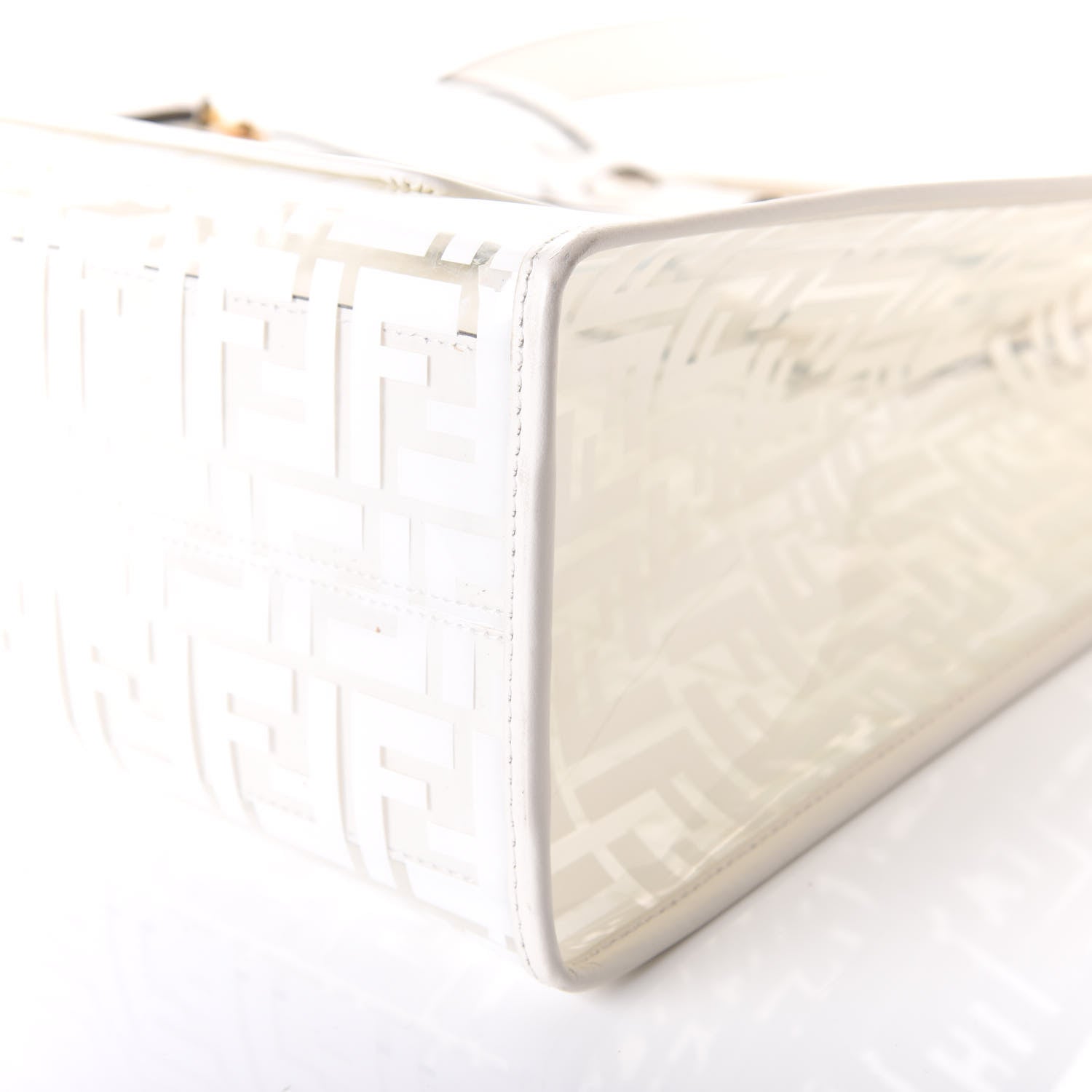 Fendi TPU FF Vitello Century Plexiglass Medium Runaway Shopper Tote White 6 of 7