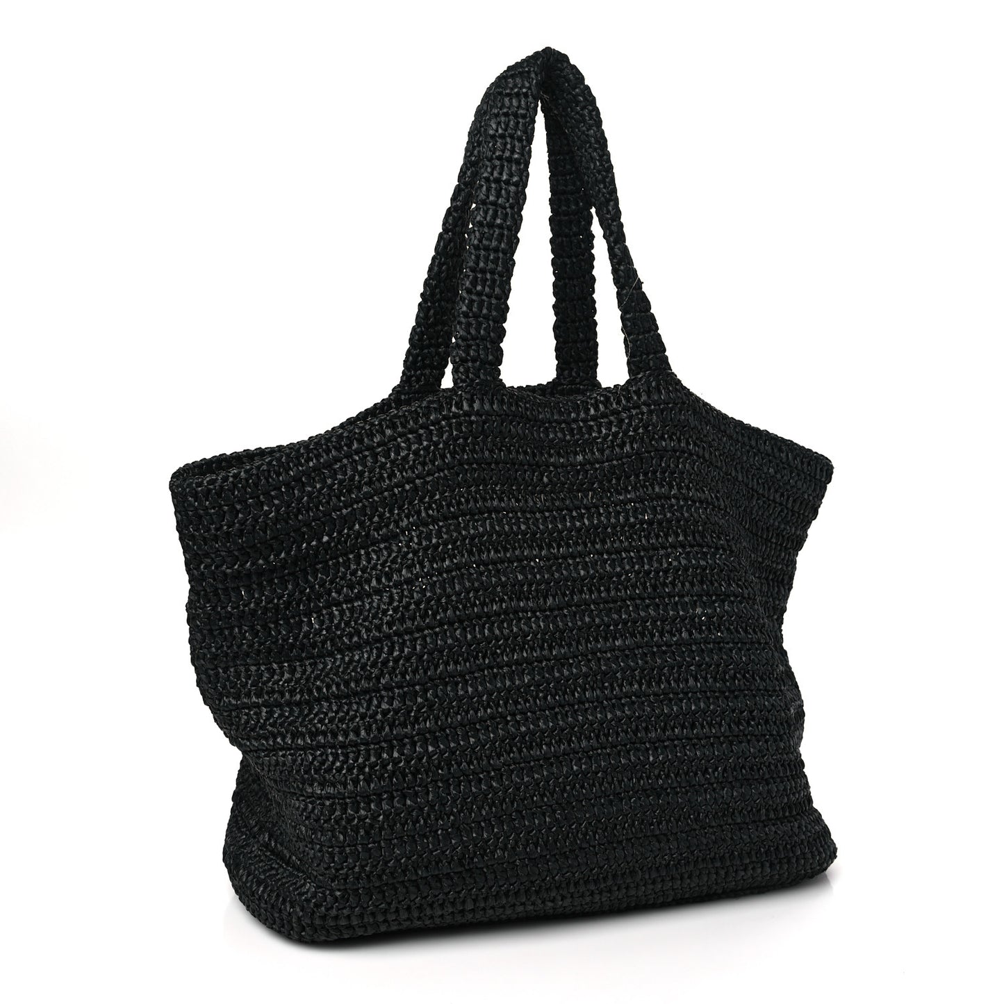 SAINT LAURENT Raffia Rive Gauche Tote Black