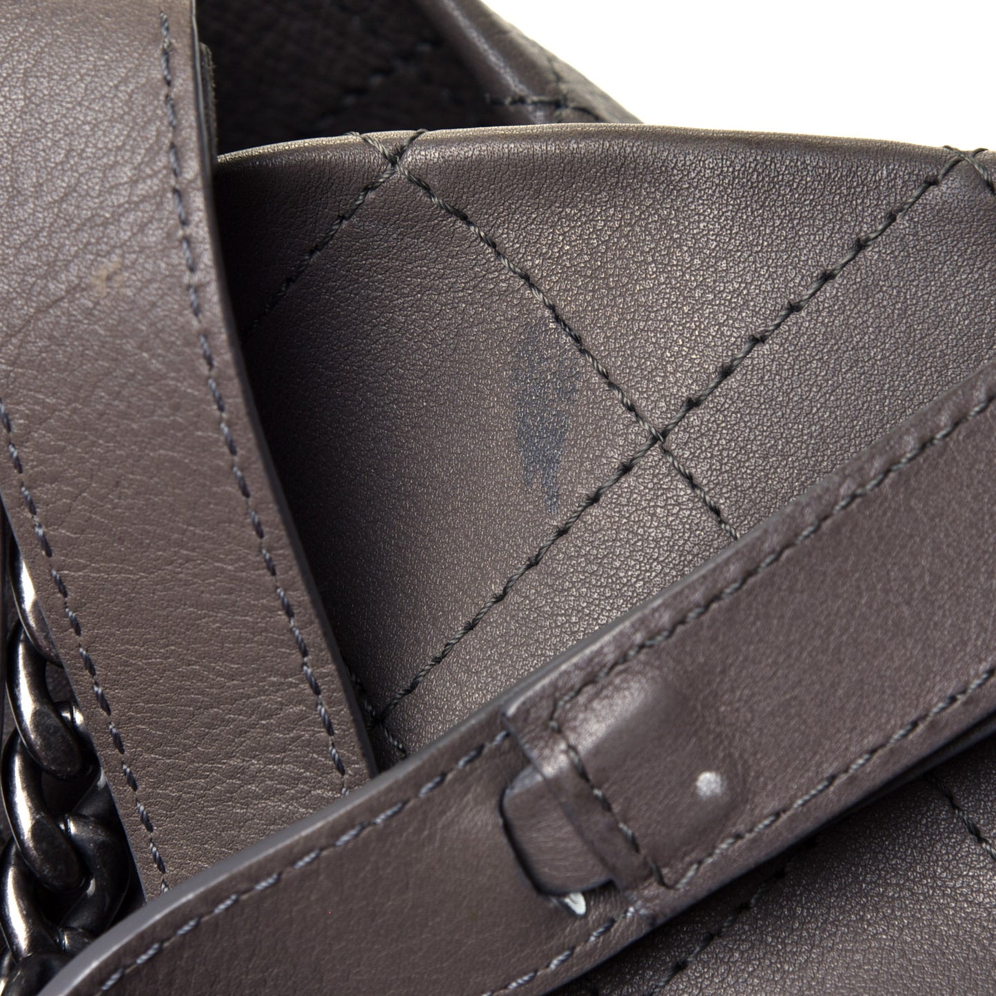Calfskin Stitched Large Hobo Grey