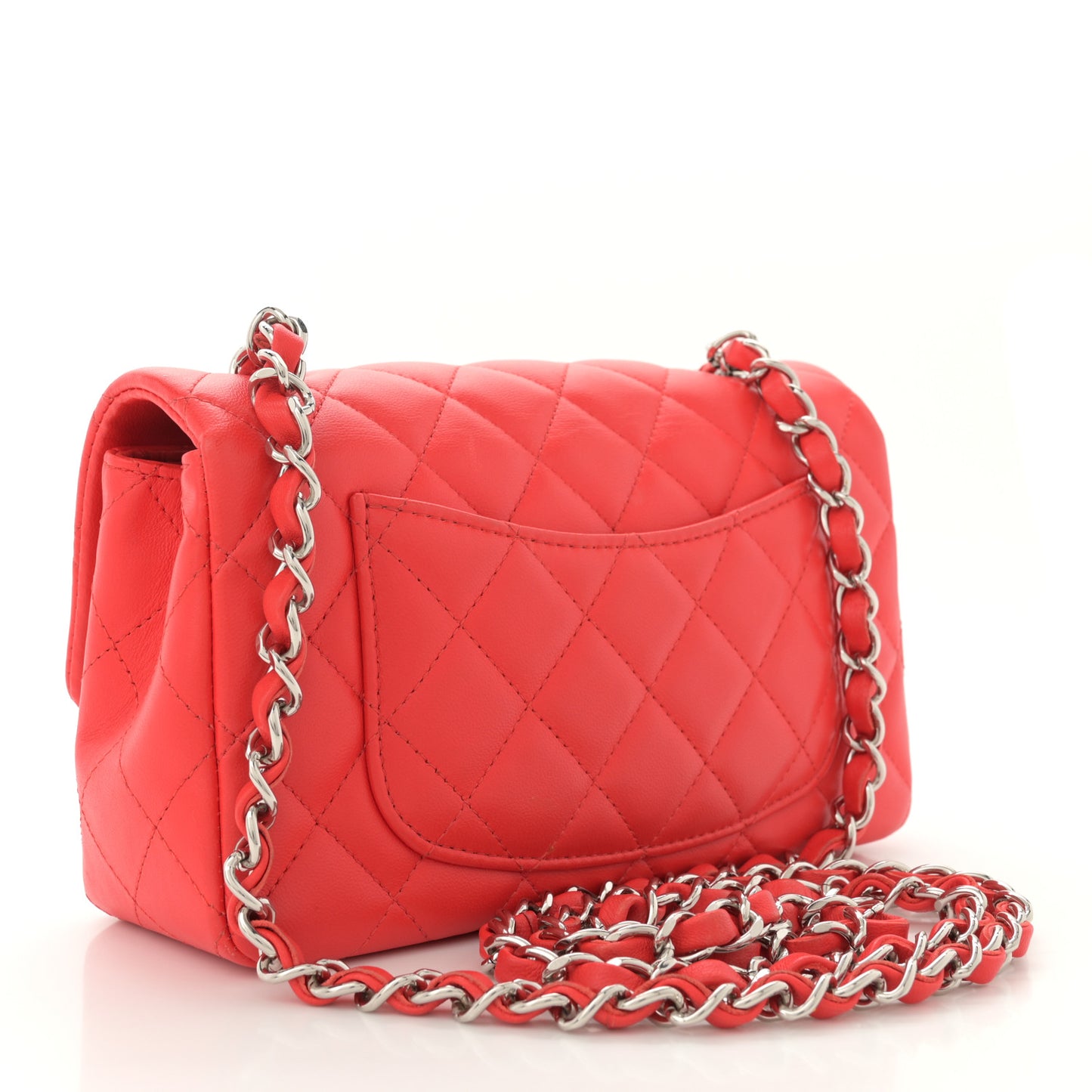 Lambskin Quilted Mini Rectangular Flap Red