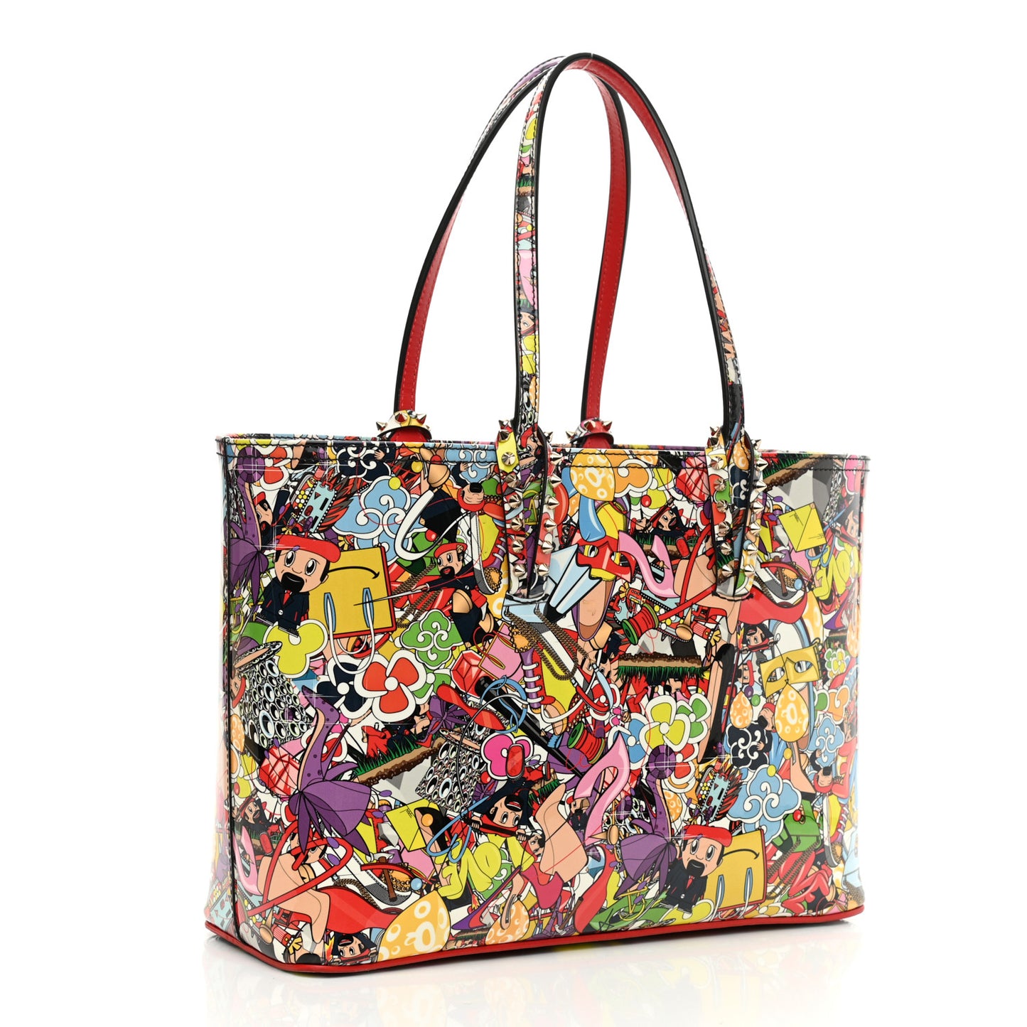 Patent Calfskin Small Super Loubi Print Cabata Tote Multicolor