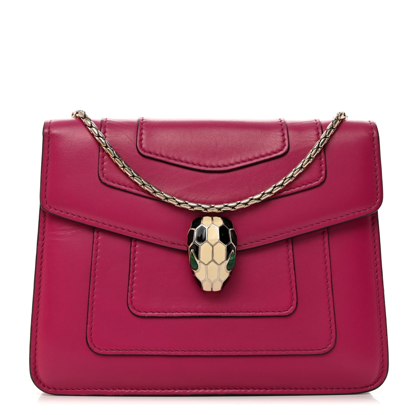 Calfskin Small Serpenti Forever Snake Strap Crossbody Bag Pink