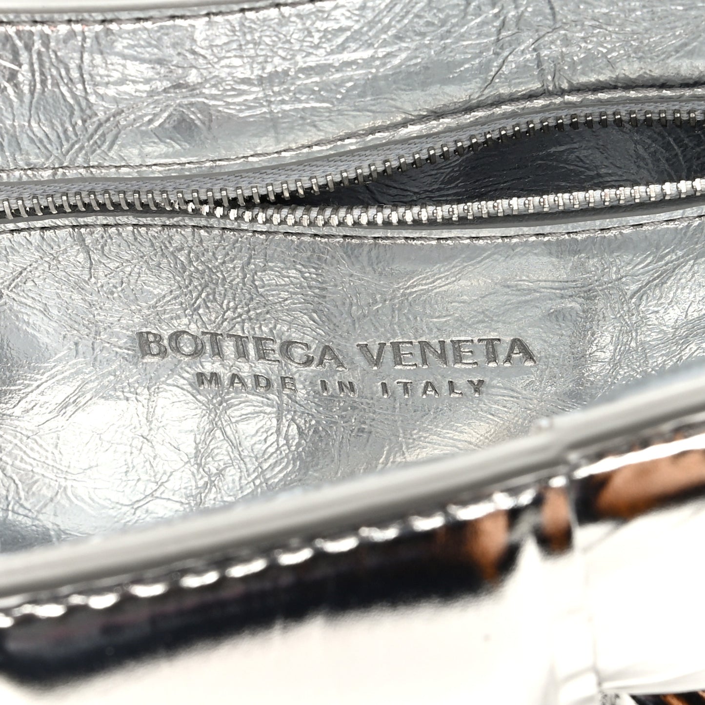 Metallic Lambskin Padded Cassette Crossbody Bag Silver