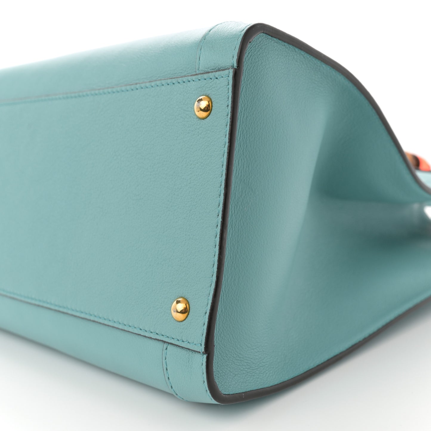 Wonka Grain Calfskin Medium Diana Tote Bag Dusty Azure Orange Fluo