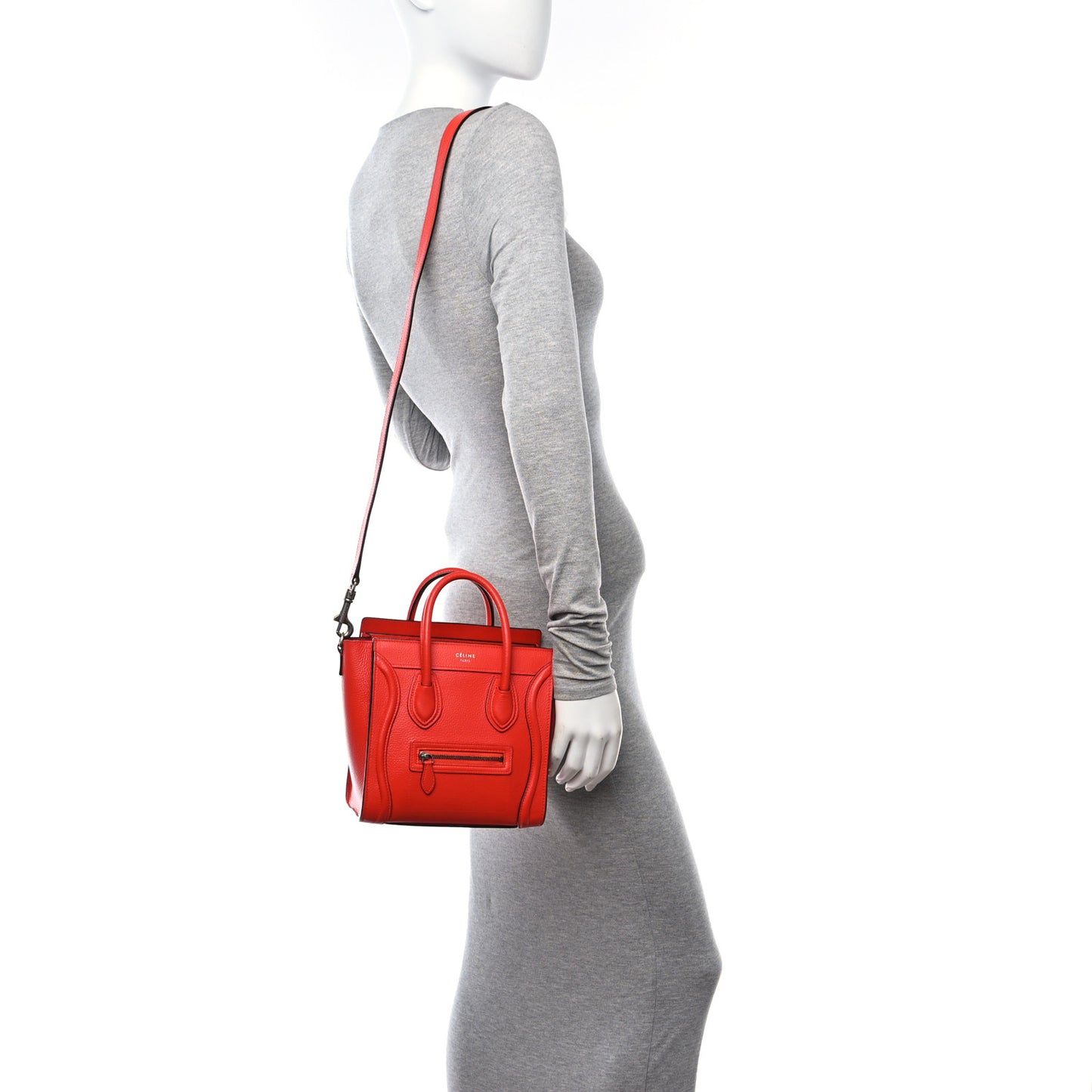Drummed Calfskin Nano Luggage Vermillion