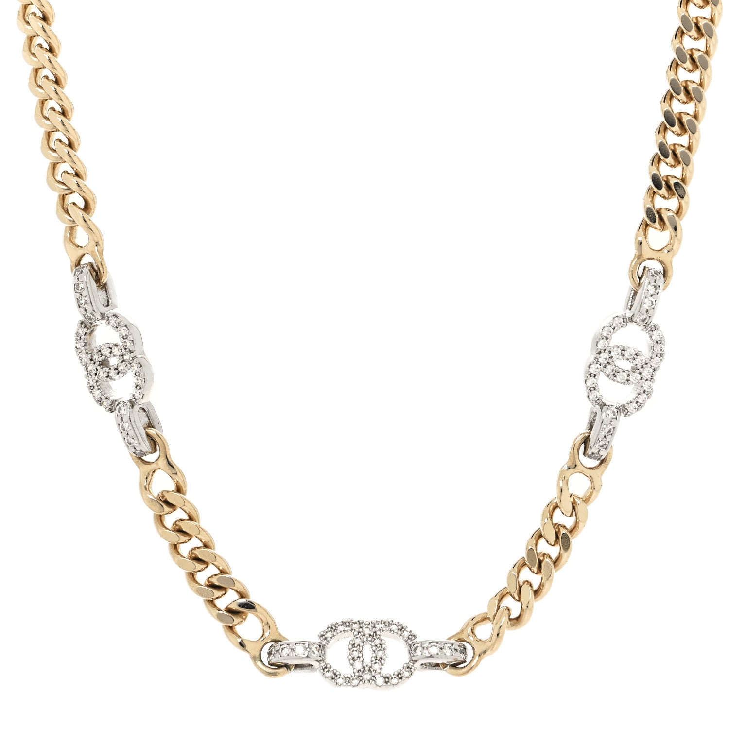 Chanel Crystal CC Chain Links Choker Necklace Gold 1 of 4