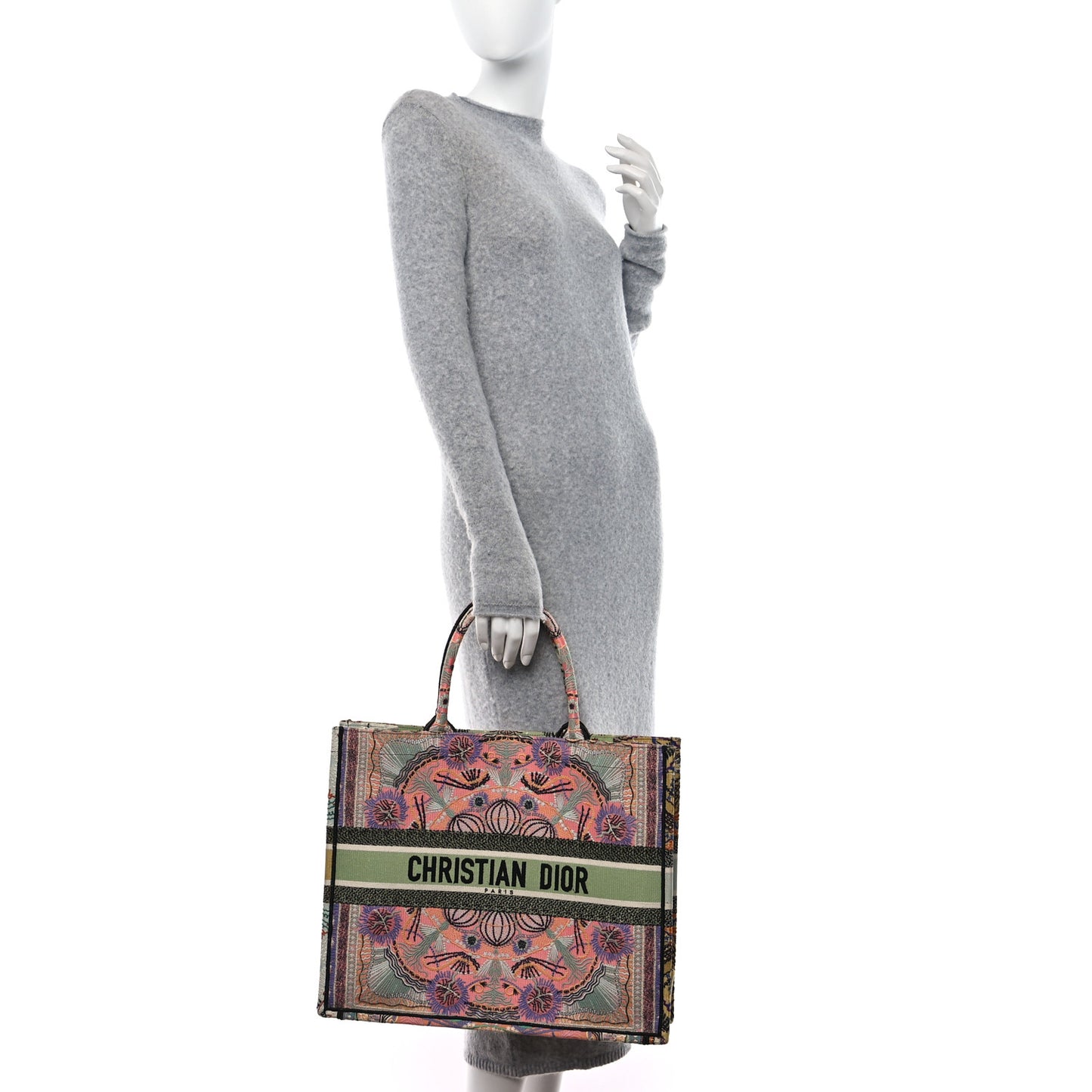 CHRISTIAN DIOR Canvas Embroidered Large In Lights Book Tote Multicolor
