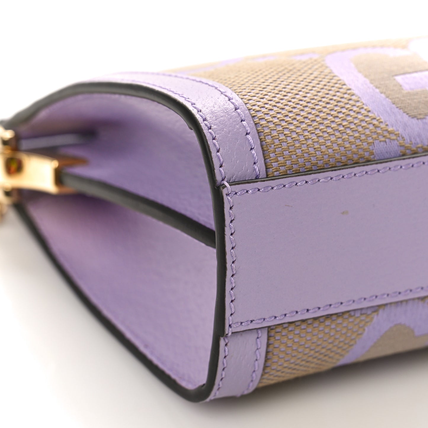 Monogram Jumbo GG Textured Dollar Calfskin Small Ophidia Chain Shoulder Bag Beige Lapis