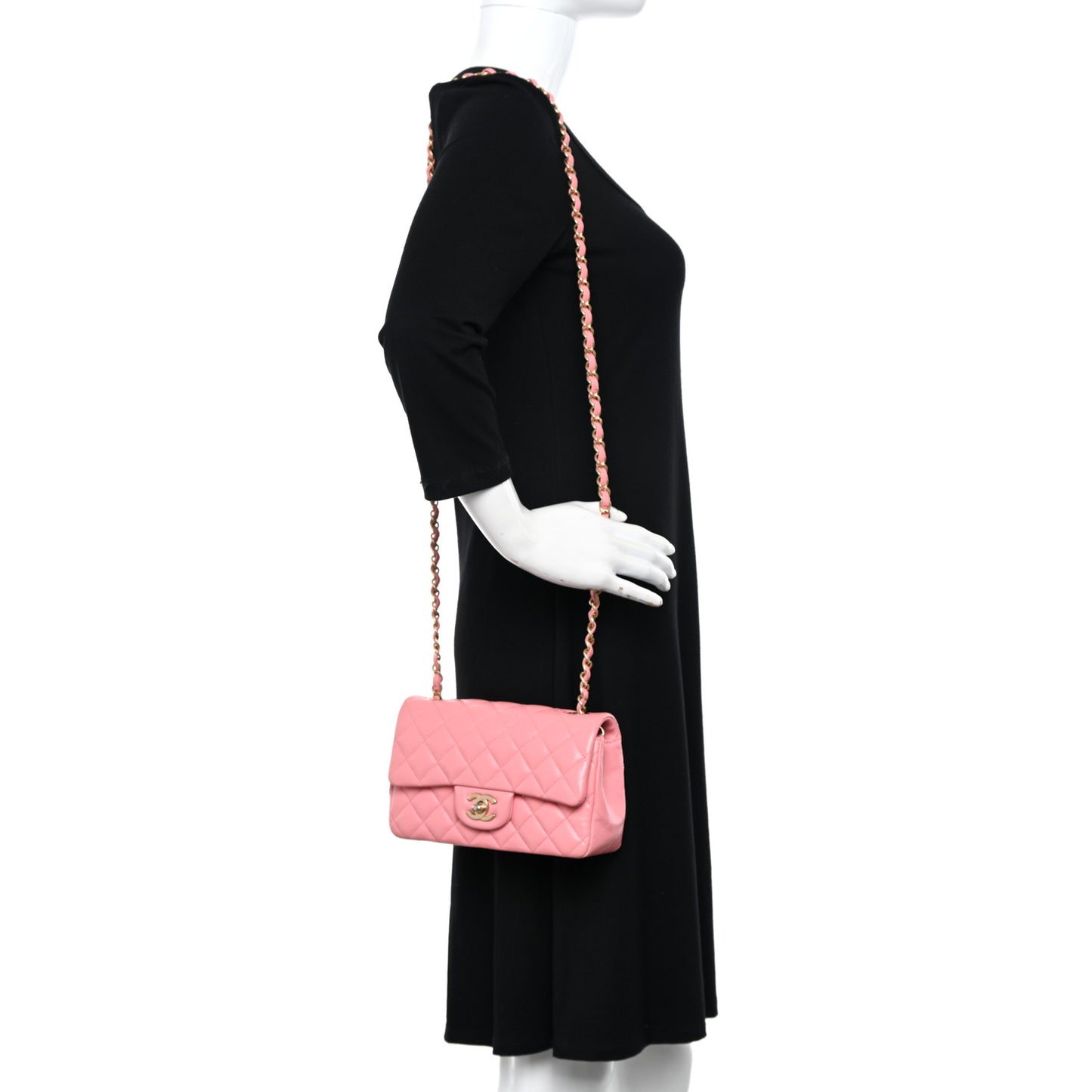Lambskin Quilted Mini Rectangular Flap Pink