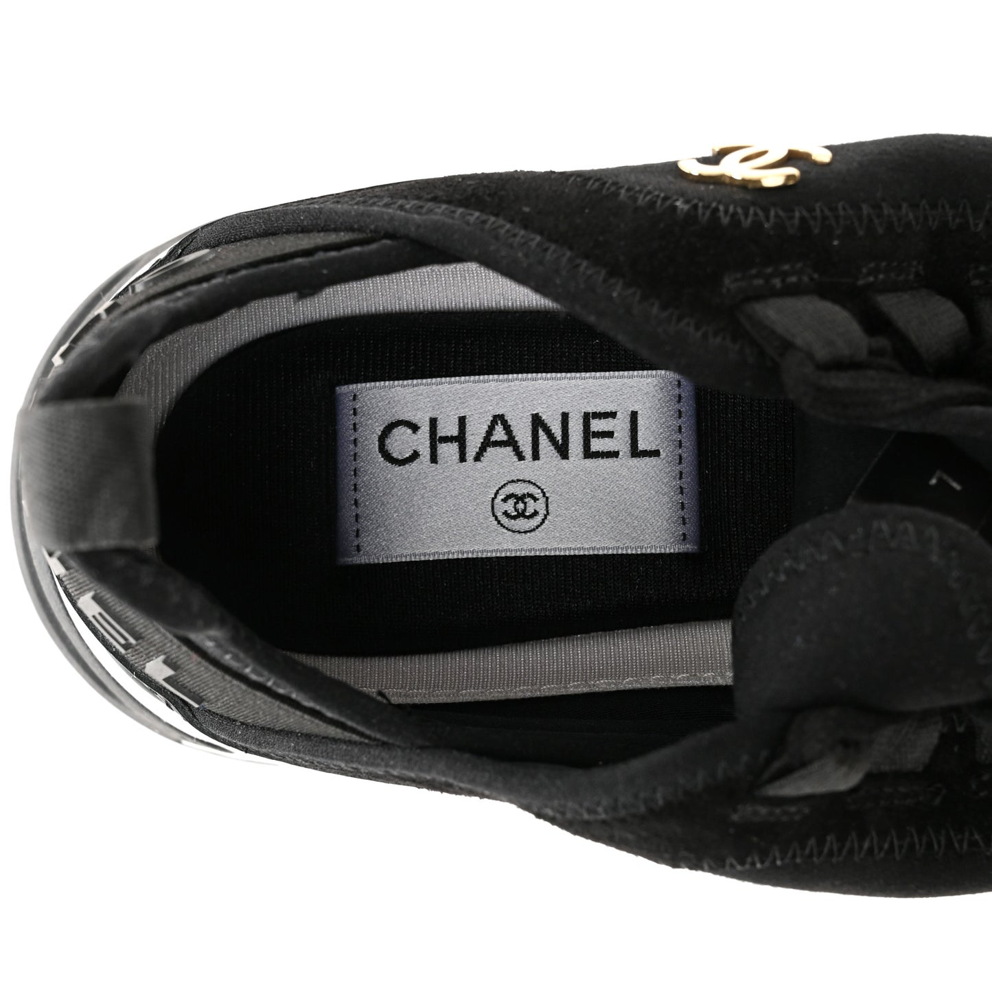 Velvet Calfskin Mixed Fibers CC Sneakers 35.5 Black