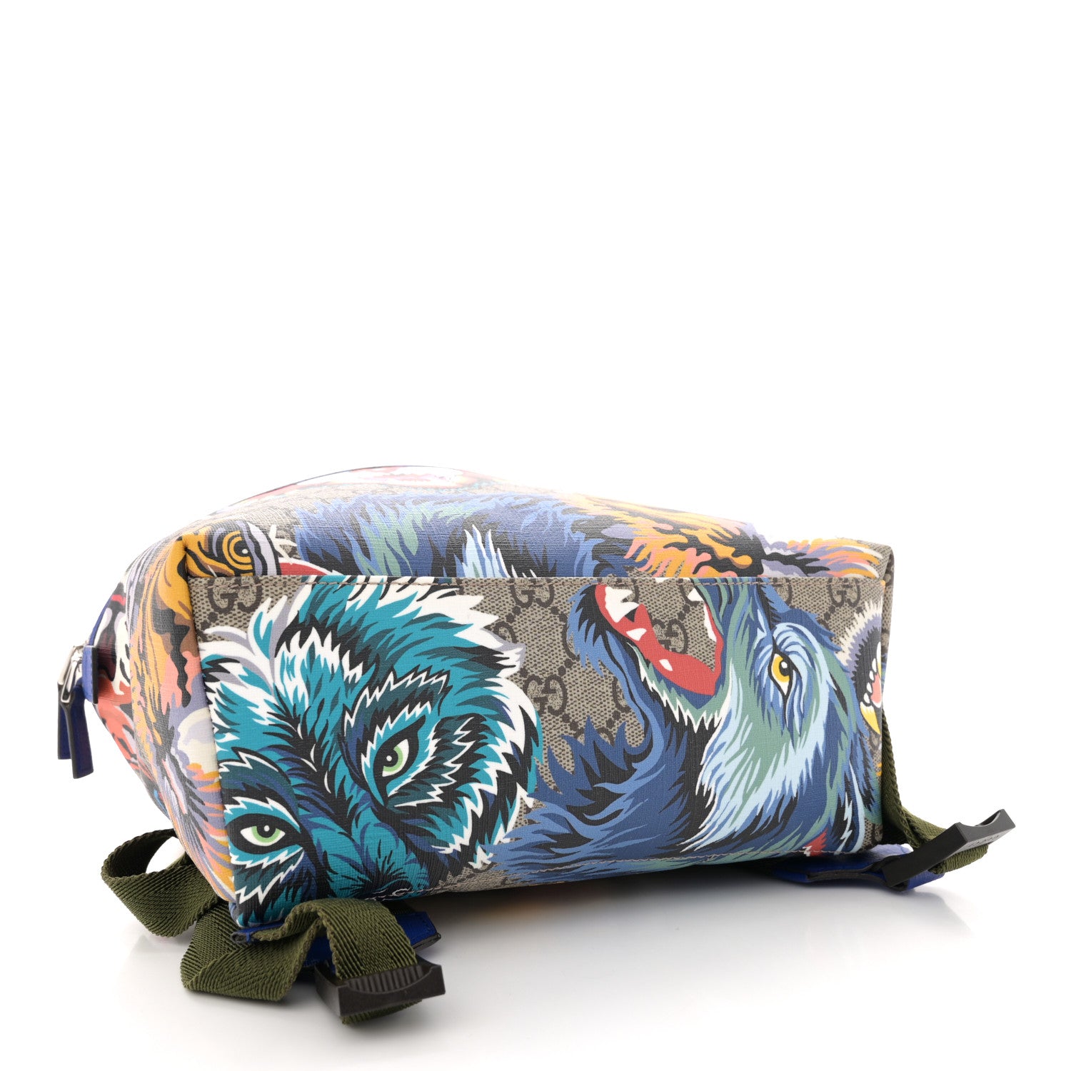 Gucci GG Supreme Monogram Animal Faces Childrens Day Backpack Beige Ebony Multicolor Electric Blue Military Fresia 4 of 11