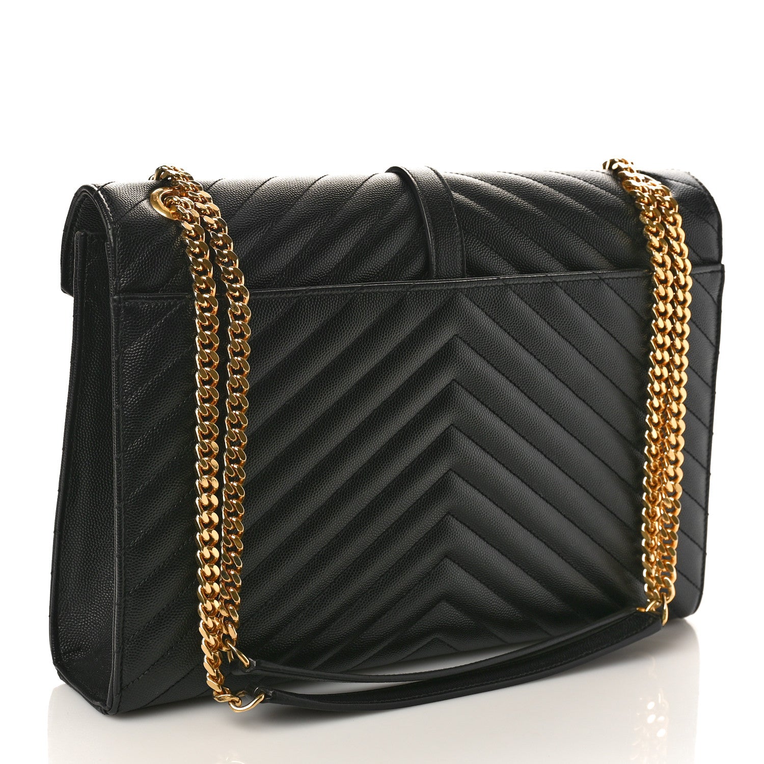 Saint Laurent Grain De Poudre Matelasse Chevron Large Monogram Satchel Black 2 of 9