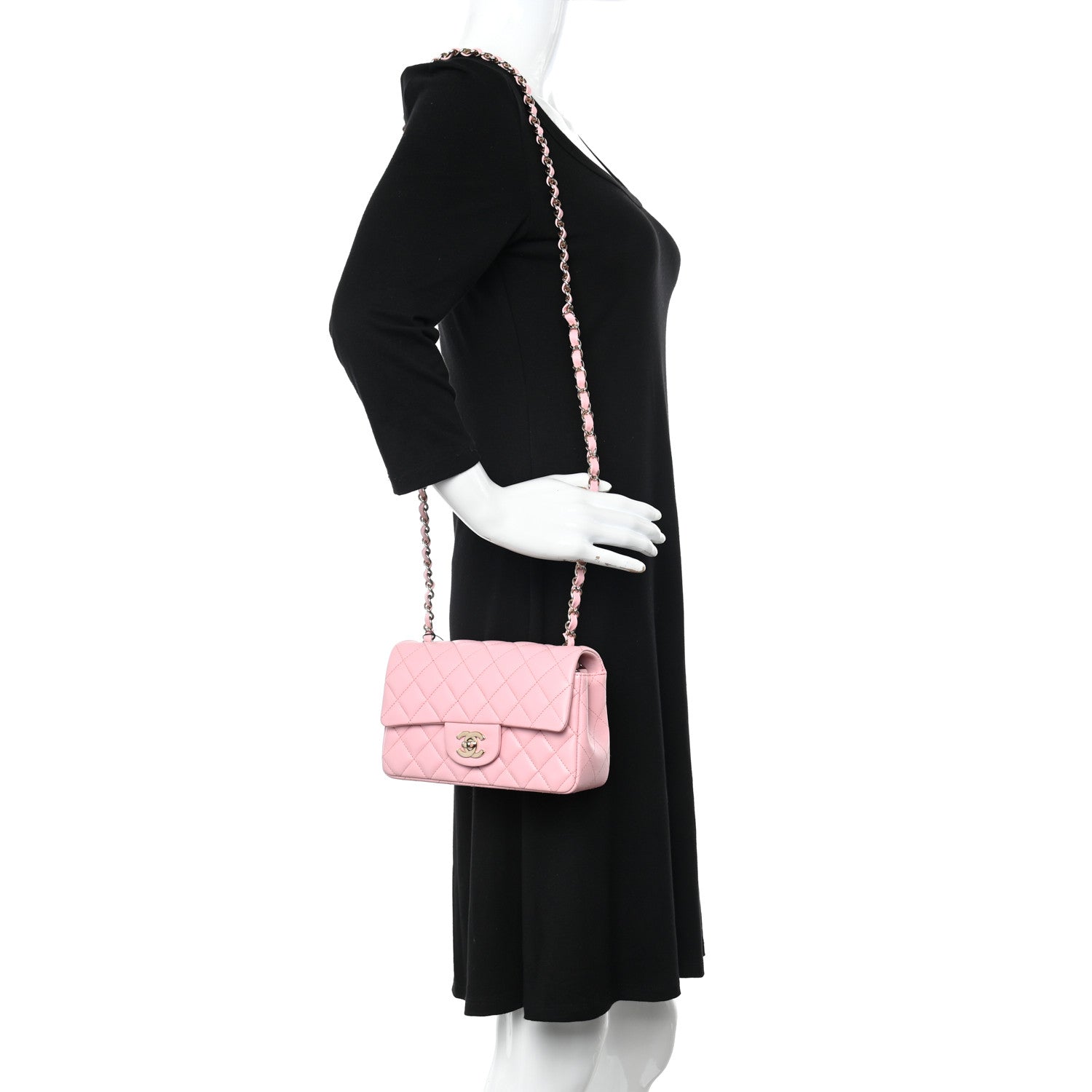 Chanel Lambskin Quilted Mini Rectangular Flap Pink 2 of 10