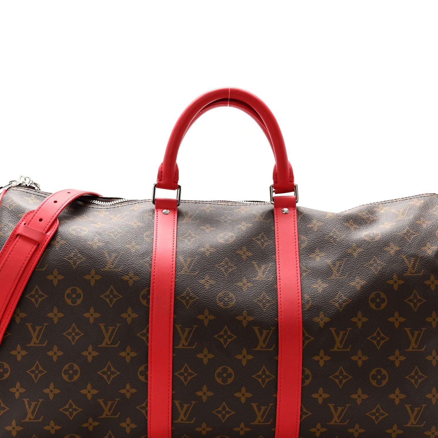 Calfskin Monogram Keepall Bandouliere 50 Coquelicot