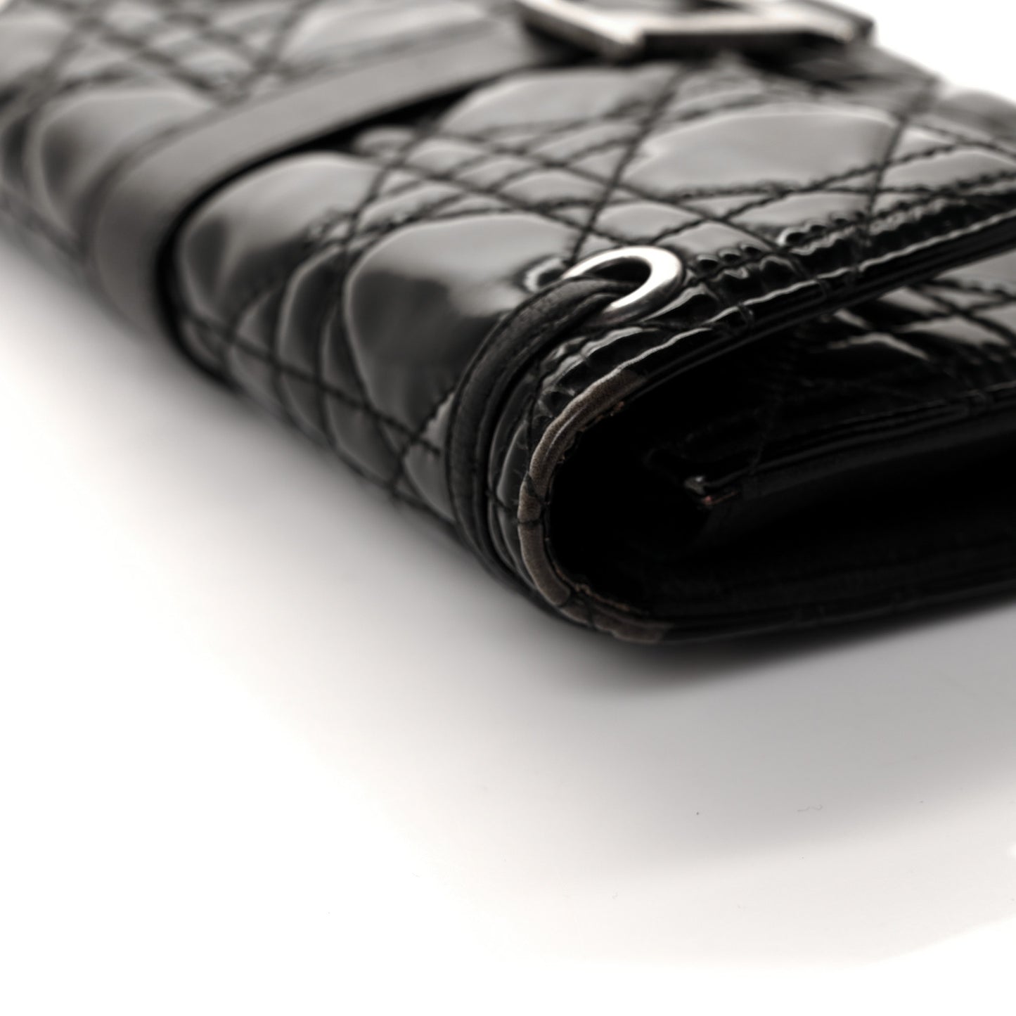 Patent Cannage Crossbody Wallet Black