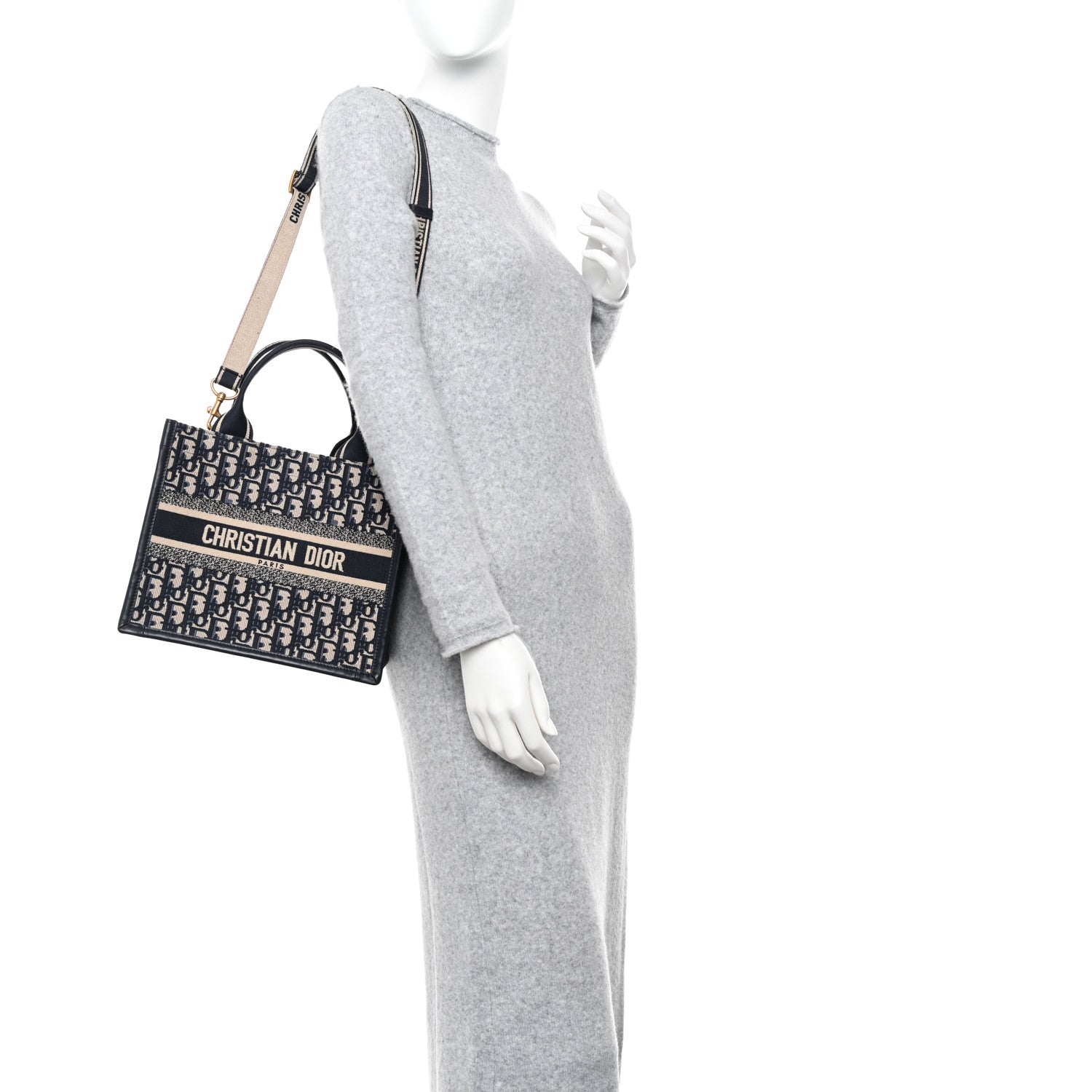 Christian Dior Oblique Calfskin Small Book Tote With Strap Blue Multicolor 2 of 9